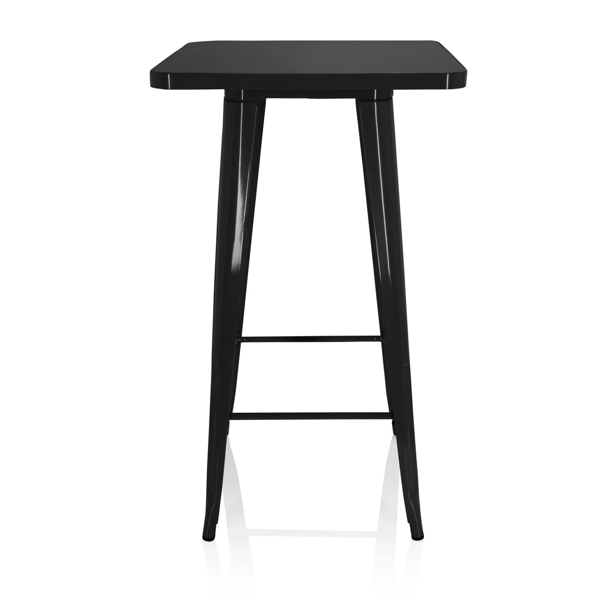 Zwarte Bartafel VANTAGGIO HIGH T met vierkant blad en twee dwarsstangen van hjh OFFICE – 360-gradenweergave (vooraanzicht 0°)