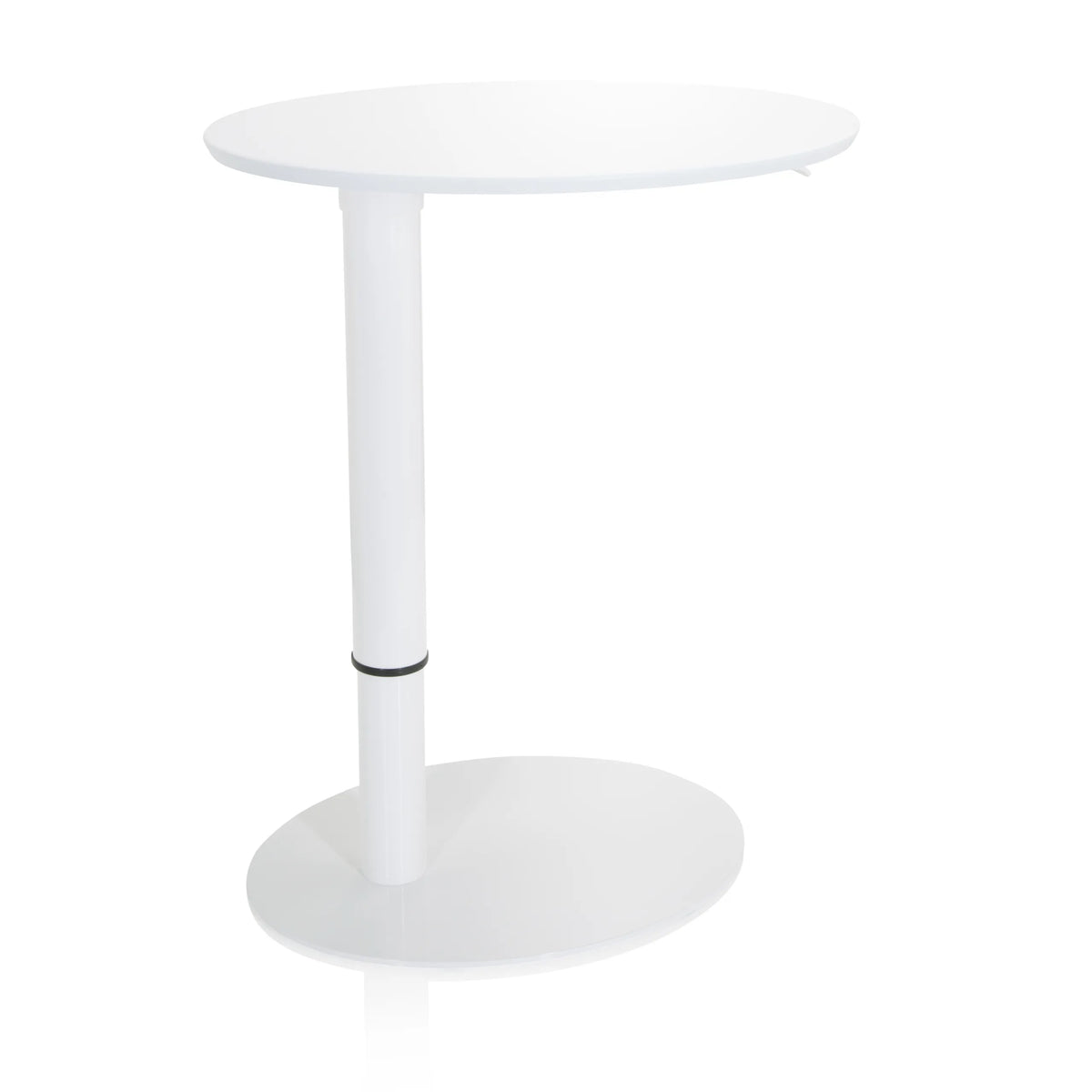 Wit Zit- Sta bureau STAND III met rond tafelblad en ronde voet van hjh OFFICE – 360-gradenweergave (vooraanzicht 20°)