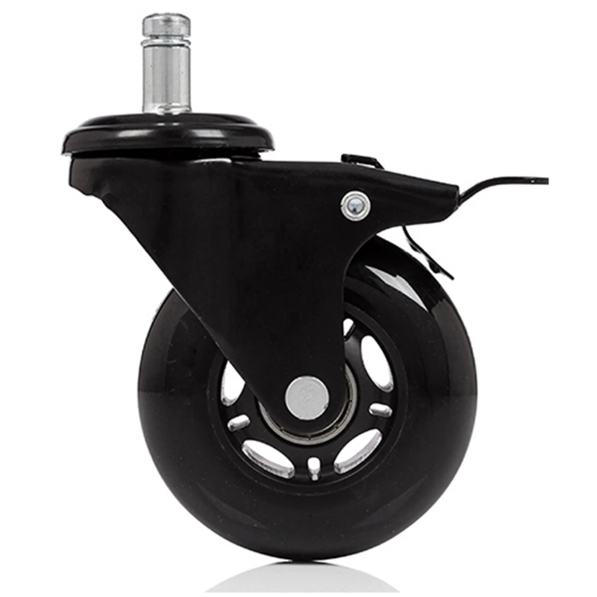 Zwarte 5x ROLO SKATE S 11mm/75mm bureaustoelwielen met parkeerrem voor harde vloeren van hjh OFFICE