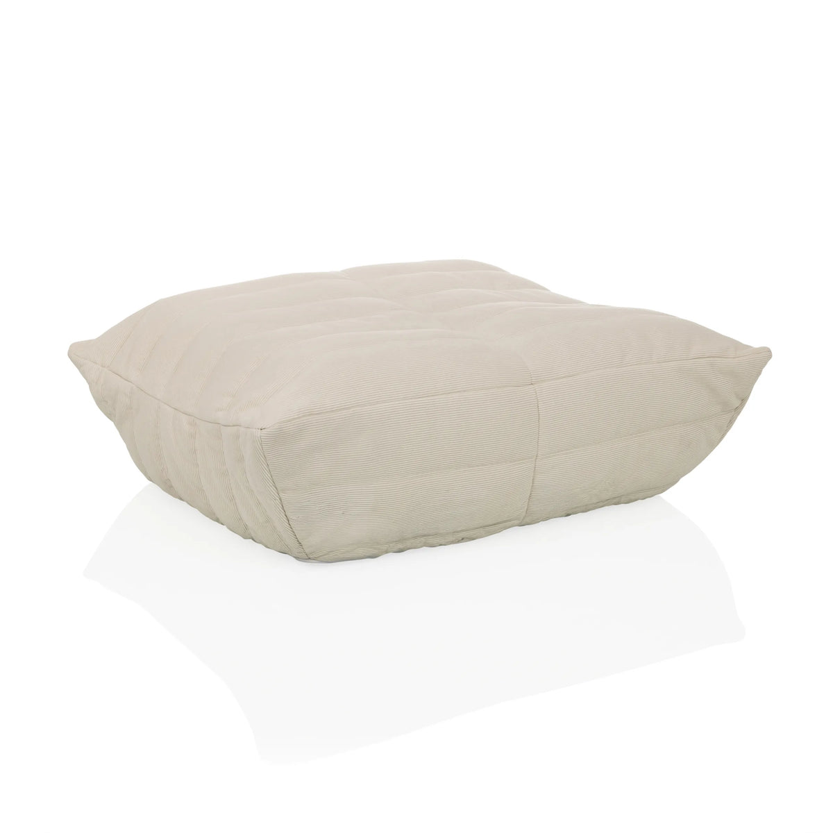 Beige Zitzakken Sitzolo Podi met geribbelde stofbekleding van hjh LIVING – 360-gradenweergave (schuin vooraanzicht 30°)