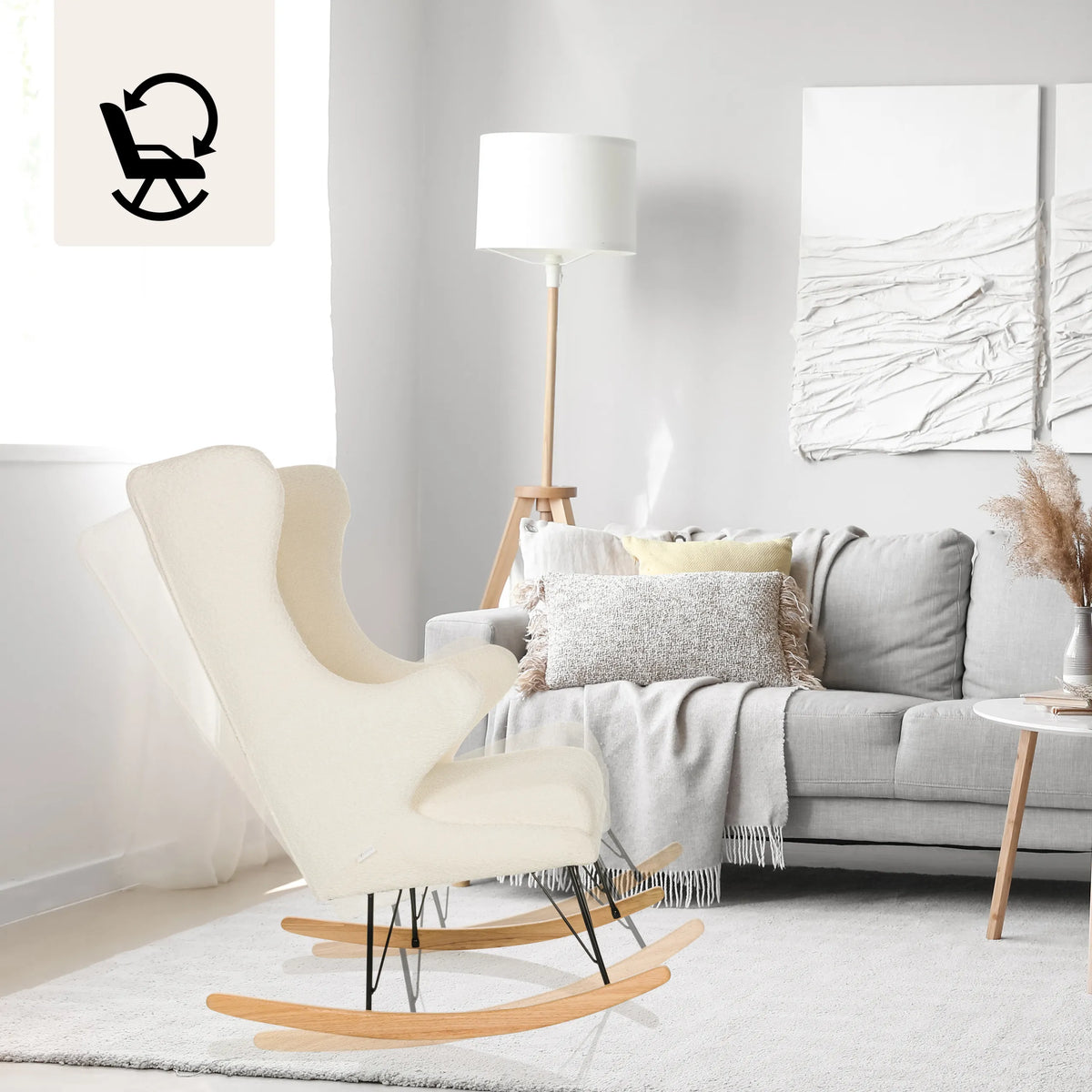Witte MAPOON Lounge stoel als schommelstoel met houten frame en meelopers van hjh LIVING