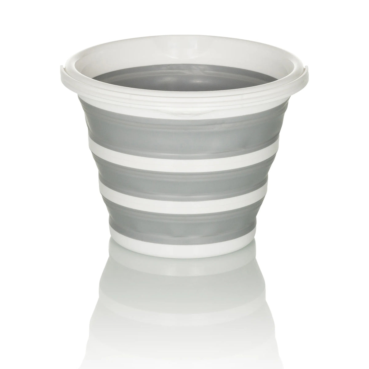 Grijs-witte Opvouwbare bak CLEAN SILR met vouwstructuur en witte rand van hjh OFFICE – 360-gradenweergave (vooraanzicht 0°)
