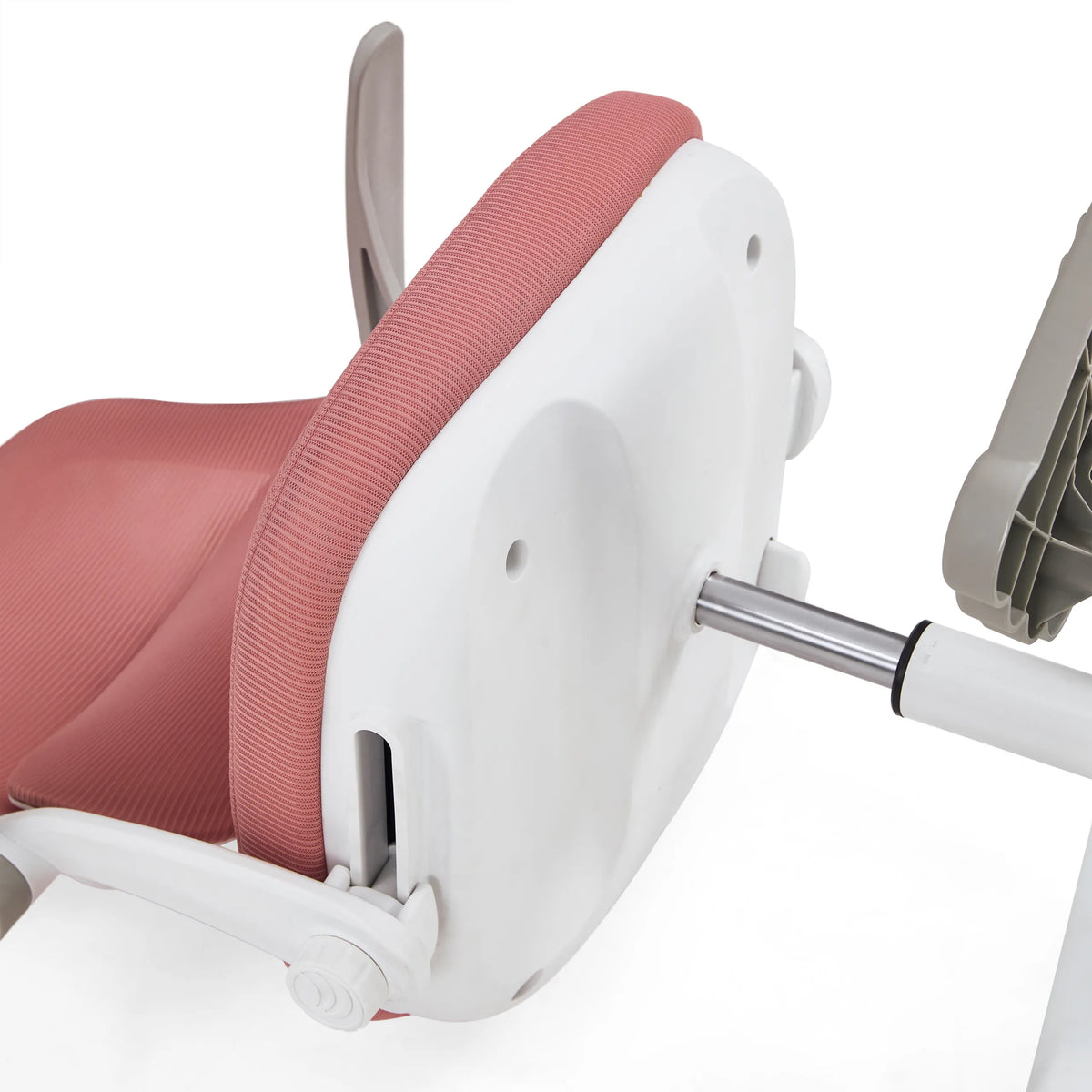 Achterzicht van de zitschaal en gasveer van de Kiddy Smart Step kinder bureaustoel in roze van hjh OFFICE