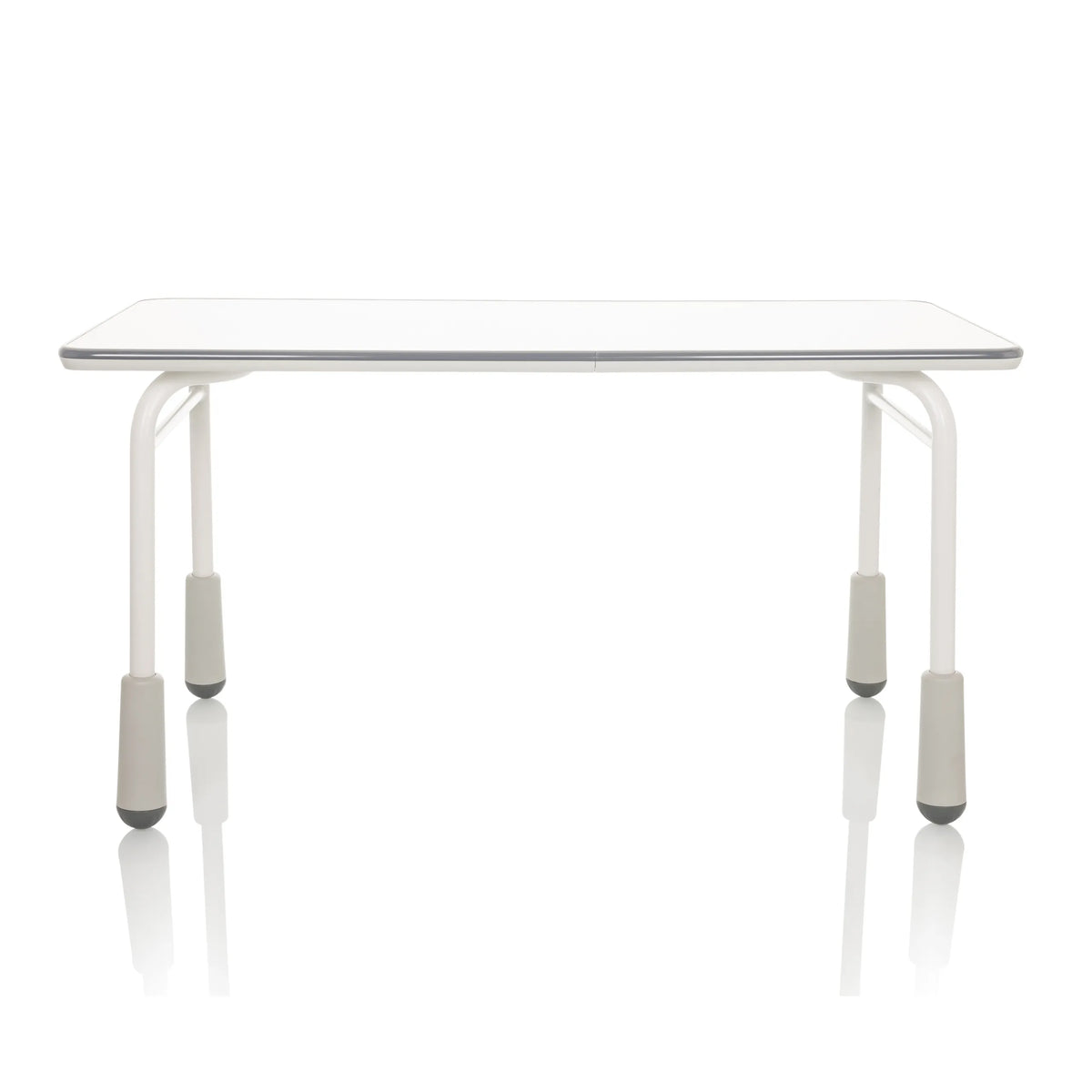 Lichtgrijs Kinder bureau KID GRO T met wit frame en grijze standvoeten van hjh OFFICE – 360-gradenweergave (vooraanzicht 0°)