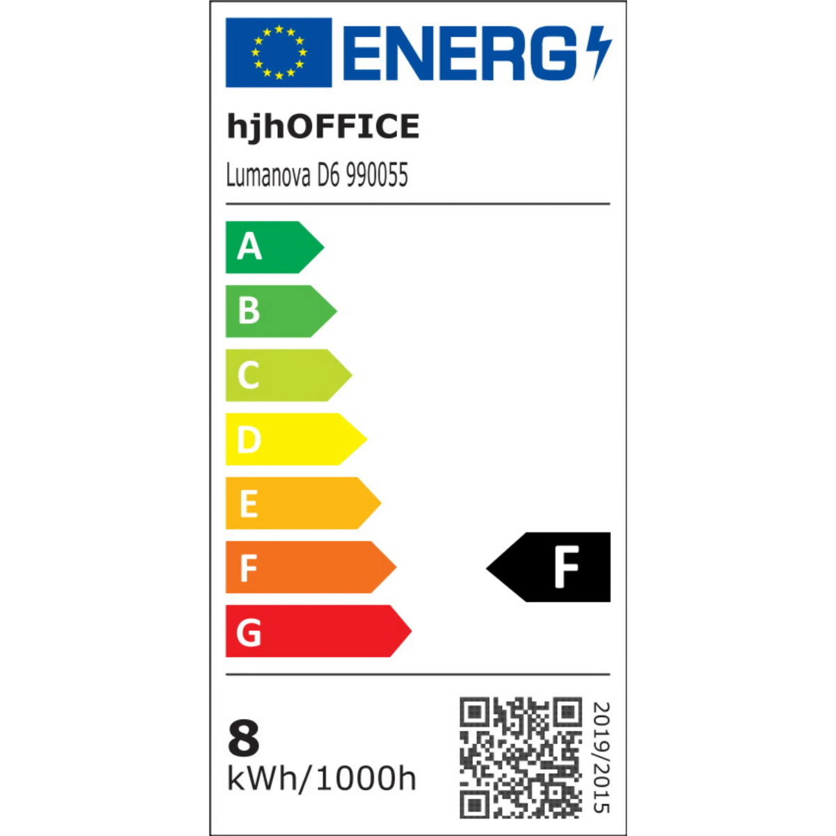 ENERG hjhOFFICE Lumanova D6 990055 A B C D E F G F 8 kWh/1000h 2019/2015
