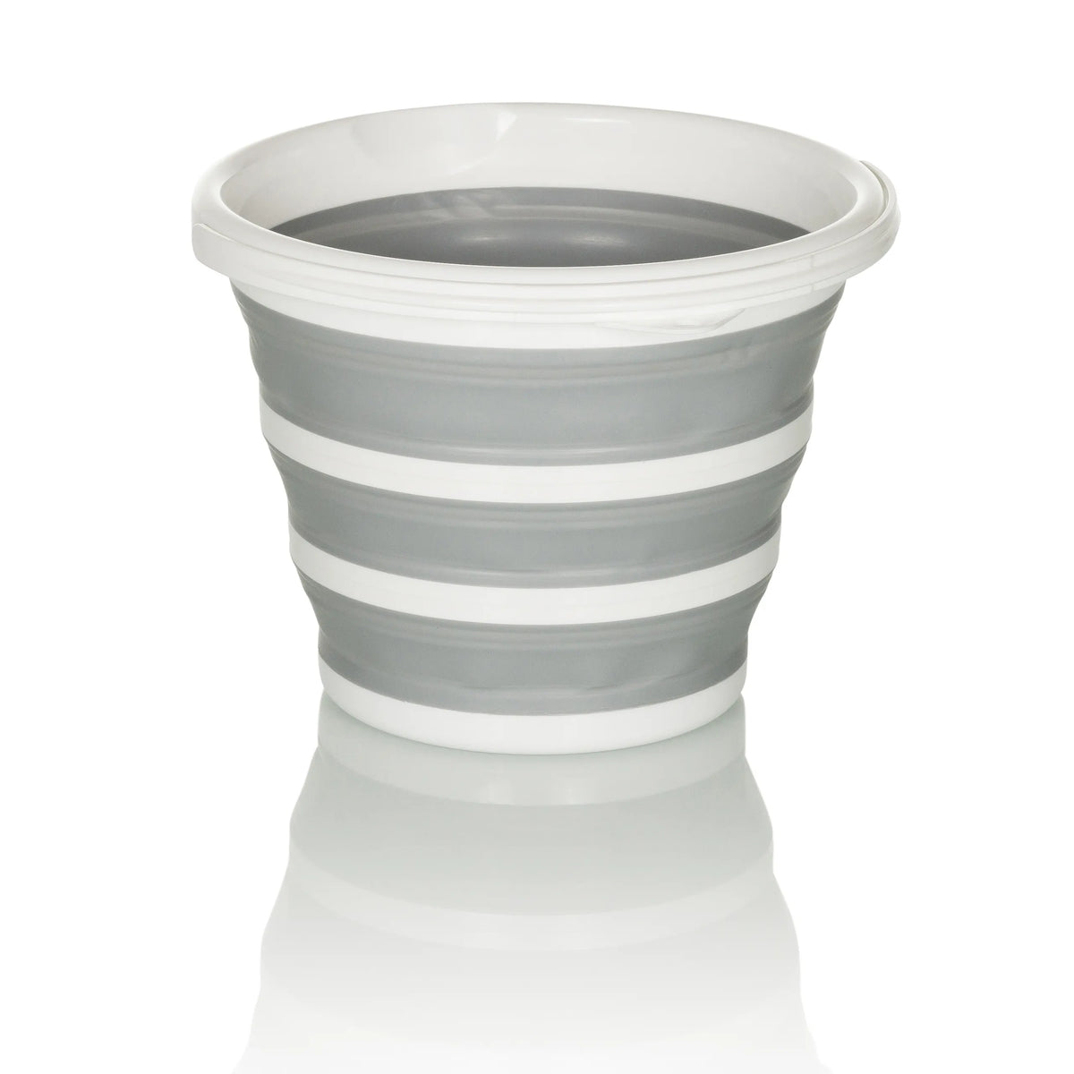 Grijs-witte Opvouwbare bak CLEAN SILR met vouwstructuur en witte rand van hjh OFFICE – 360-gradenweergave (zijaanzicht 90°)
