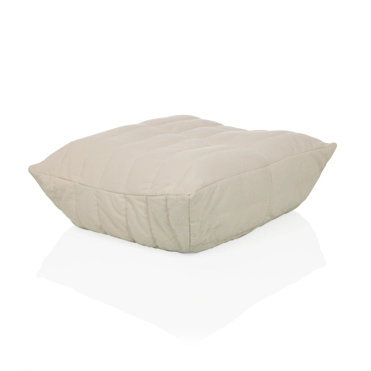 Beige Zitzakken Sitzolo Podi met geribbelde stofbekleding van hjh LIVING – 360-gradenweergave (schuin vooraanzicht 45°)