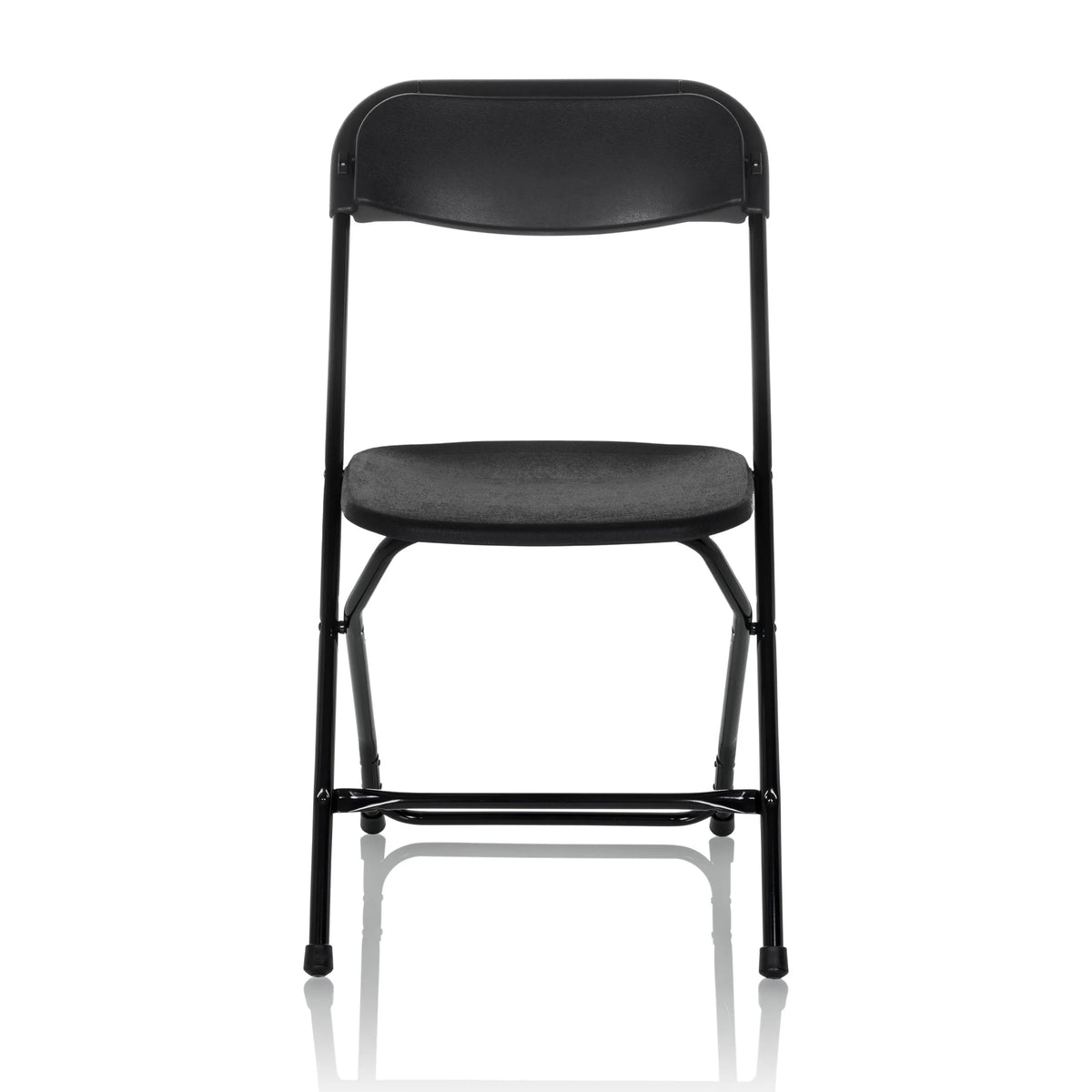 Schwarzer Outdoor-Stuhl TUDELA XXL B mit einfacher Rückenlehne und Metallgestell von hjh OFFICE – 360-Grad-Ansicht (Frontansicht 0°)