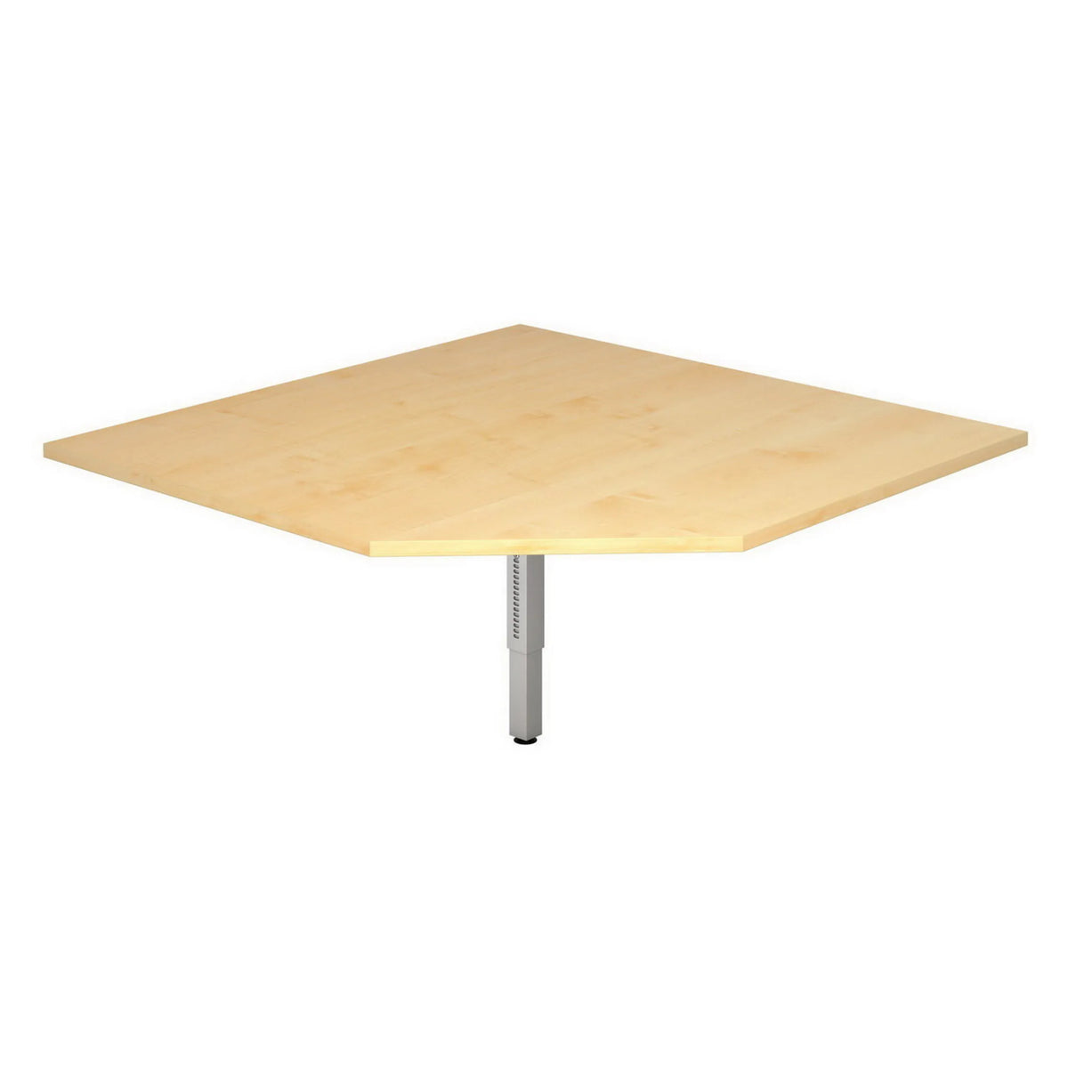 Trapeziumvormig esdoorn blad van het bureau RT12 met zilverkleurig onderstel van hjh OFFICE PRO