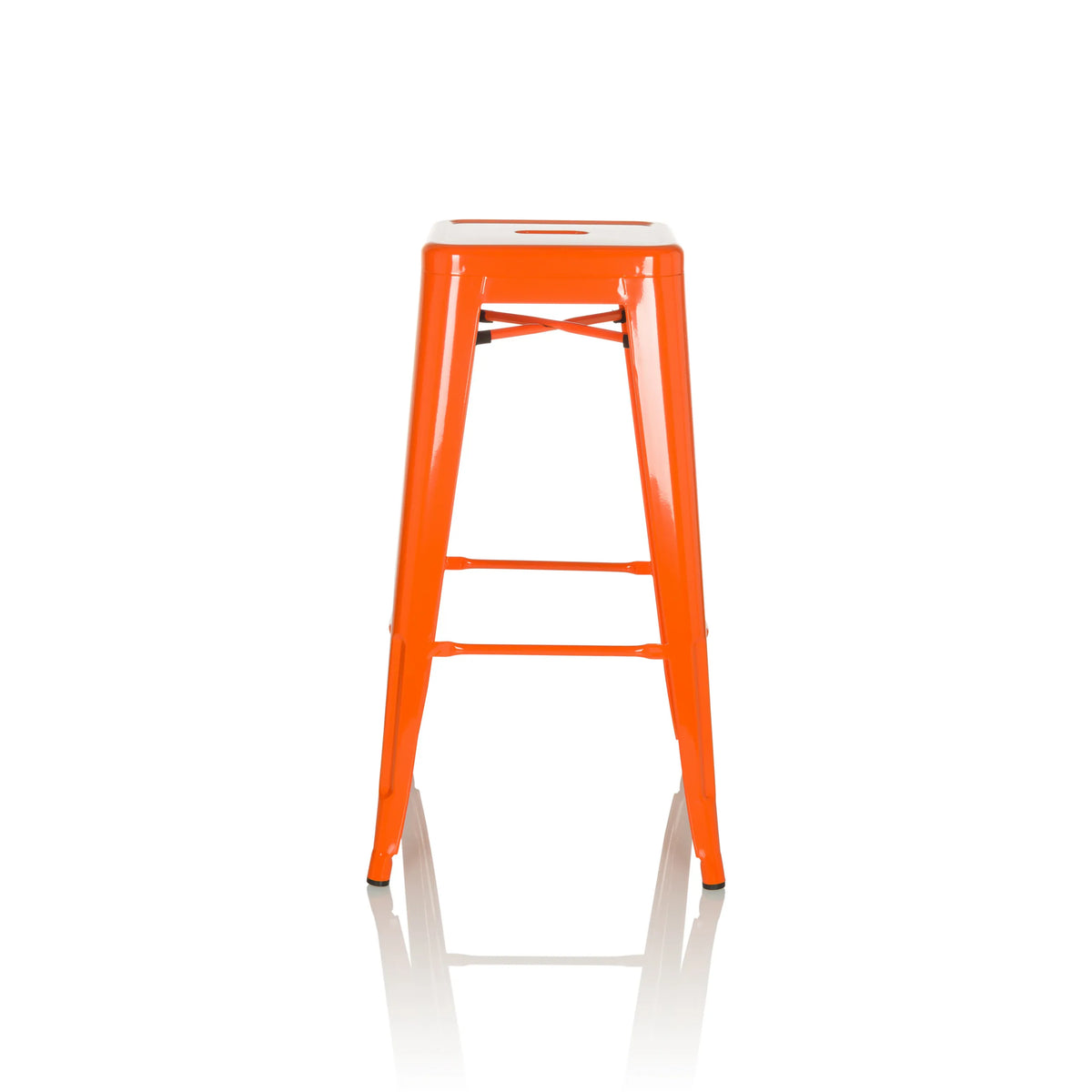 Oranje Barkruk VANTAGGIO HIGH met vier poten en geïntegreerde voetsteunen van hjh OFFICE – 360-gradenweergave (vooraanzicht 0°)