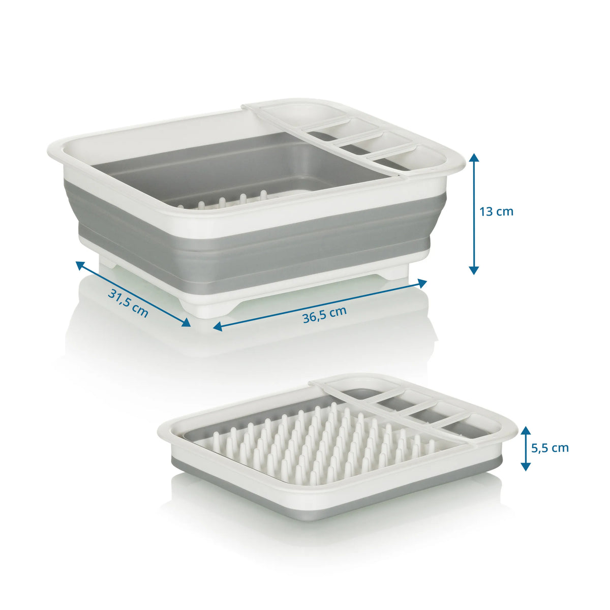 Maataanzicht van de Opvouwbare bak CLEAN SIL met 36,5 × 31,5 cm en een hoogte van 13 cm van hjh OFFICE