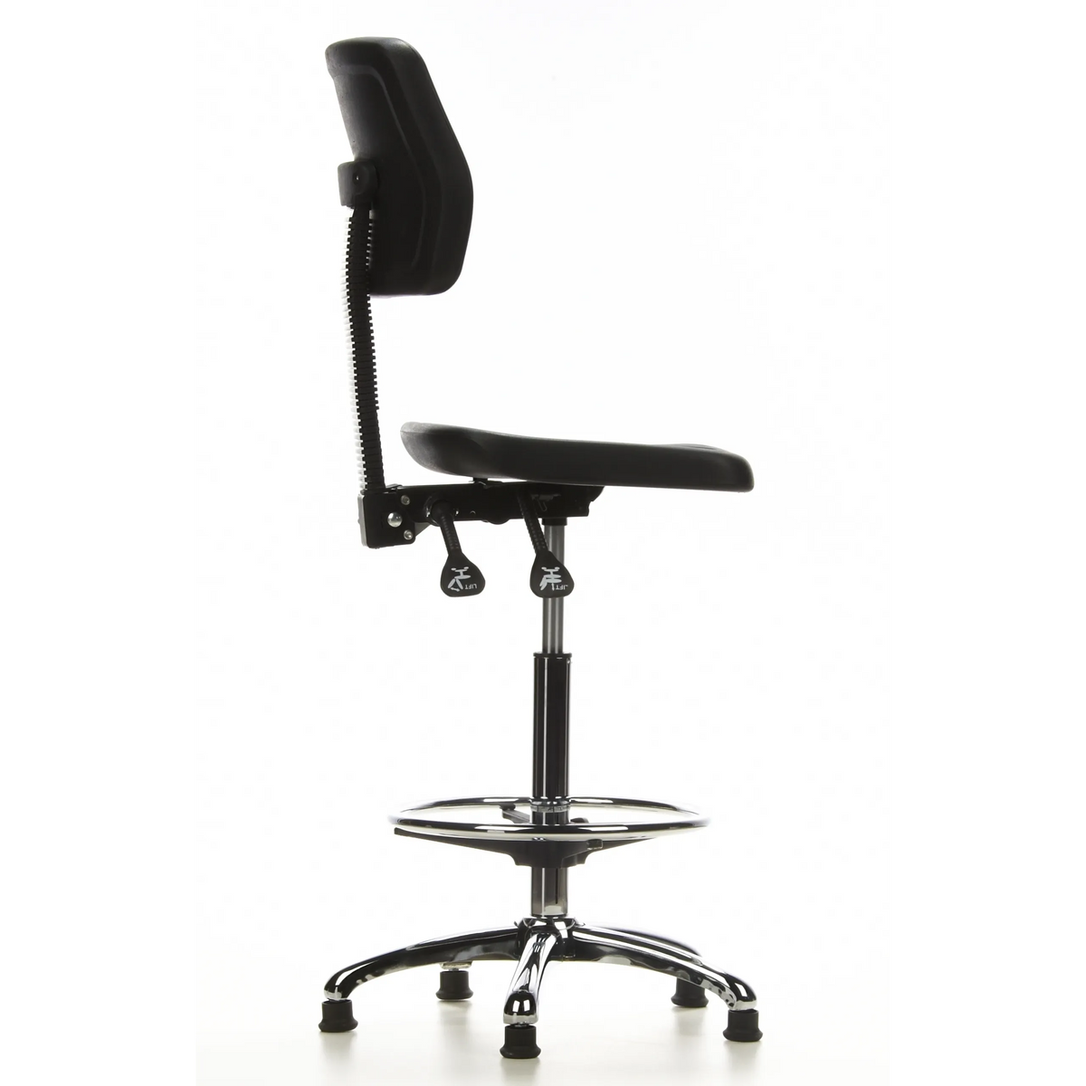 Zwarte Baliestoel TOP WORK 11 met voetring en vijfsterrenvoet van hjh OFFICE – 360-gradenweergave (zijaanzicht 100°)