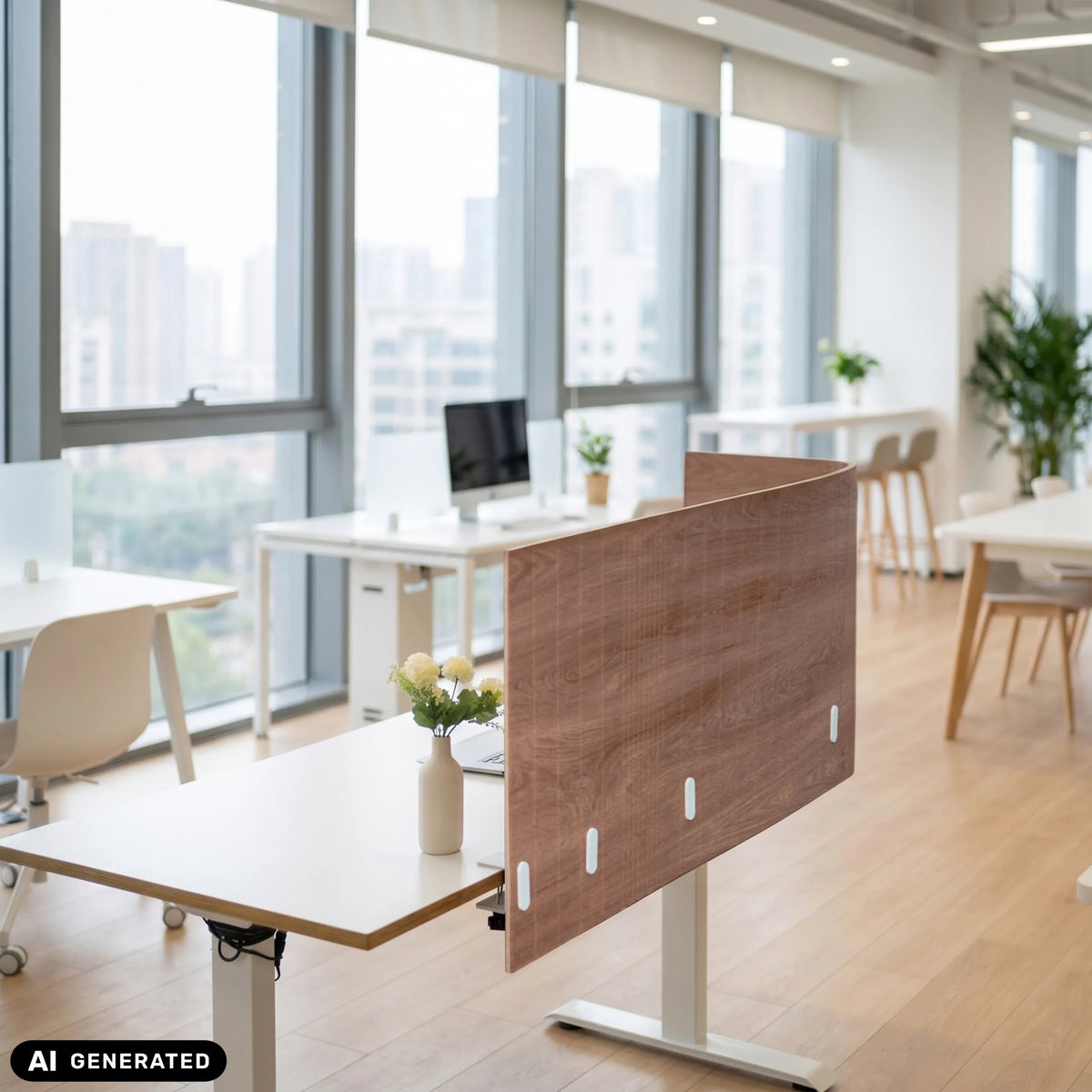 Bruine tafelverdeler FLEXMIUT ROLL W met een breedte van 160 cm voor bureaus van hjh OFFICE