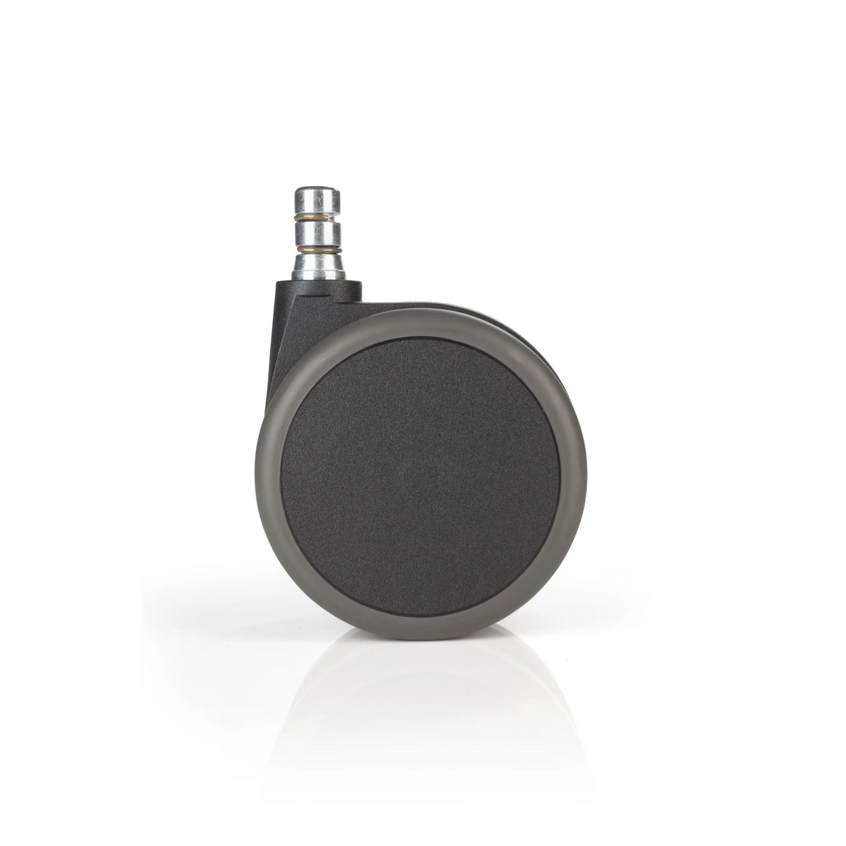 Zwarte Bureaustoelwielen 5x ROLO No-Noise 11mm/75mm voor harde vloeren met zilverkleurige metalen pen van hjh OFFICE – 360-gradenweergave (vooraanzicht 0°)