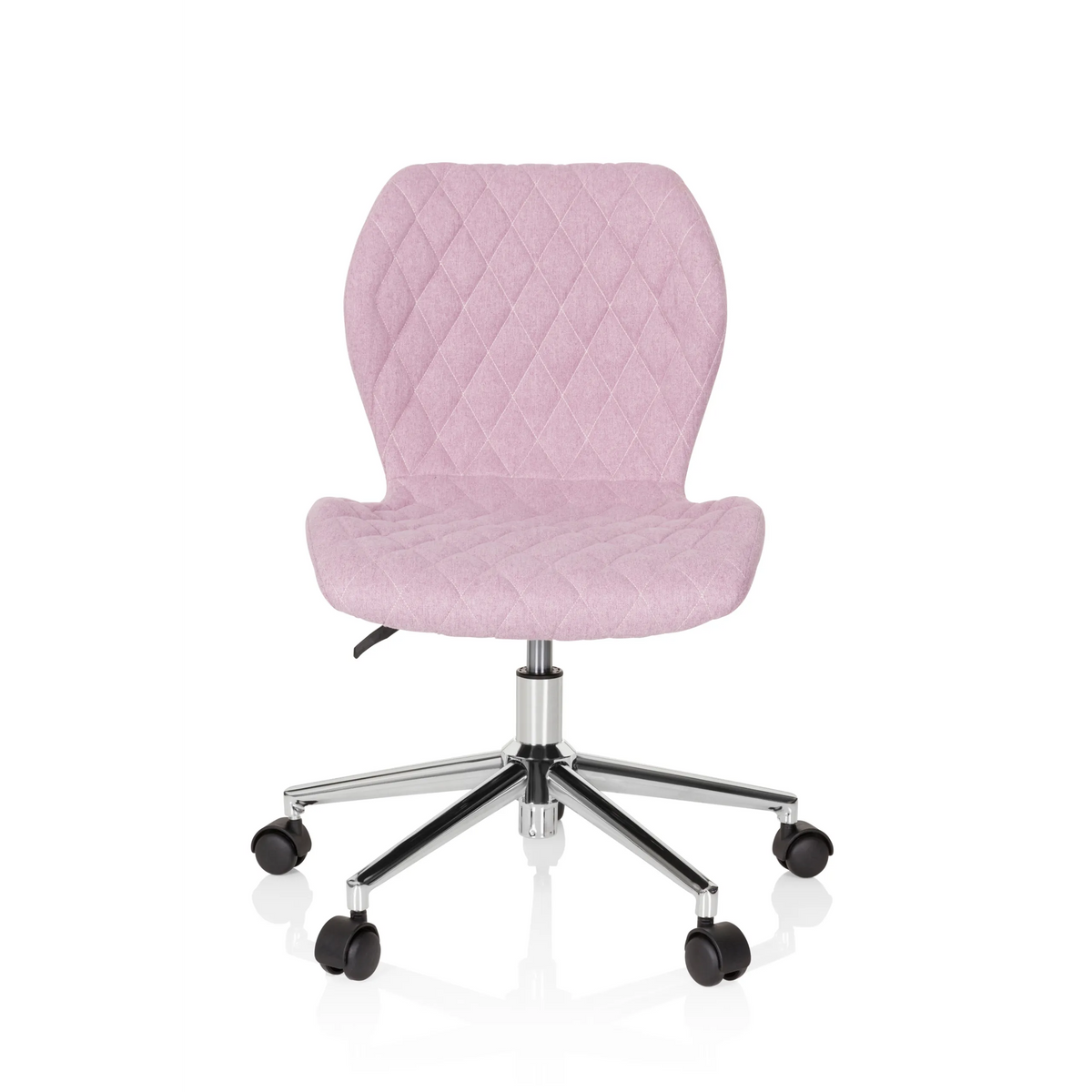 Roze Kinder bureaustoel JOY II met stikseloptiek en vijfpoot onderstel met wieltjes van hjh OFFICE – 360-gradenweergave (vooraanzicht 0°)