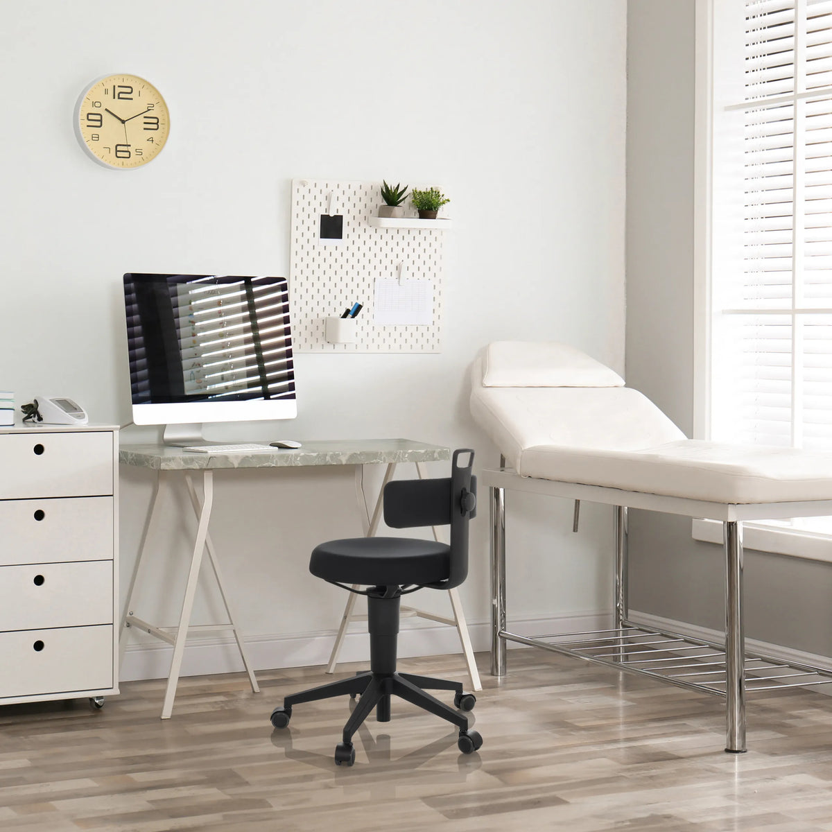 Zwarte Draaikruk TOP WORK FLEX met stoffen bekleding, rugleuning en wieltjes van hjh OFFICE