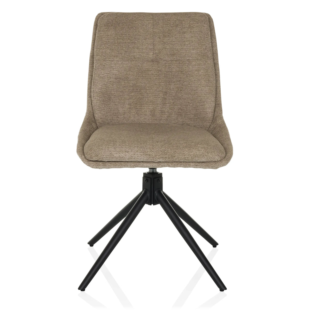 Beige gestoffeerde stoel TARVISO I met zwart viersterrig onderstel van hjh LIVING – 360-gradenweergave (vooraanzicht 0°)