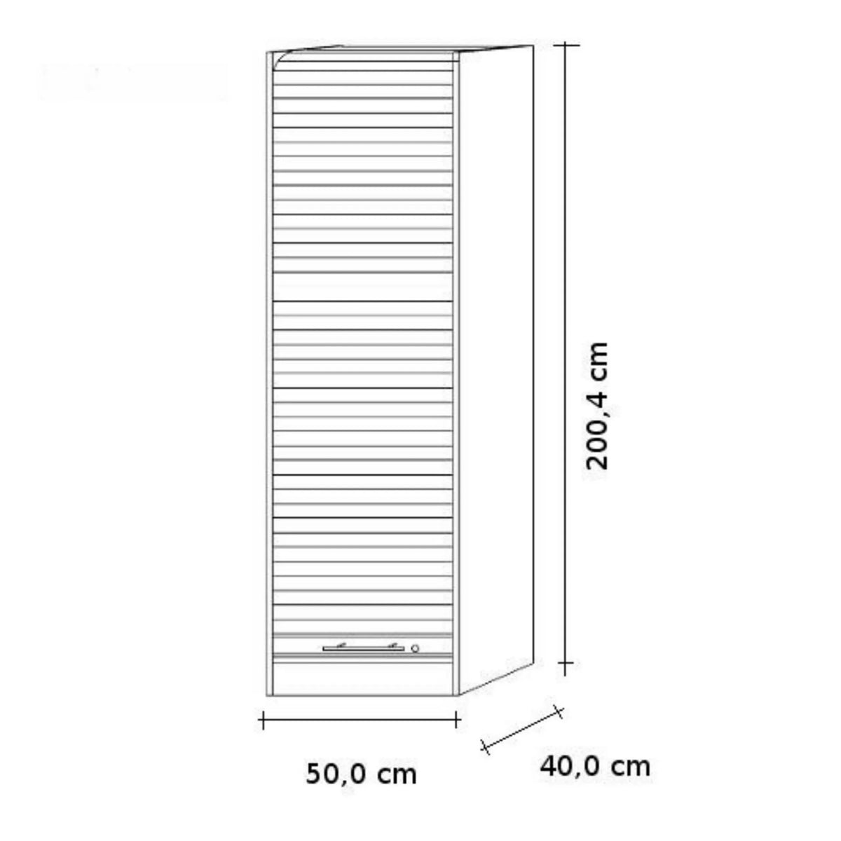 Technische tekening van de kast SIGNA R 50 met 200,4 × 50,0 cm van hjh OFFICE PRO
