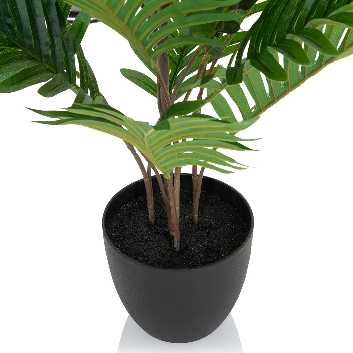 Zwarte plantenpot met groene bladeren van de Kunstplant ARECA van hjh OFFICE