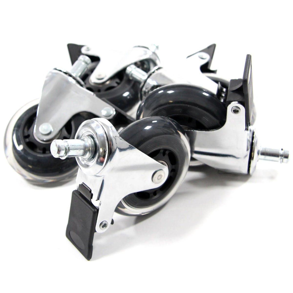 Bureaustoelwielen 5x ROLO SKATE CT 11mm/75mm met parkeerrem in zilver voor harde vloeren van hjh OFFICE