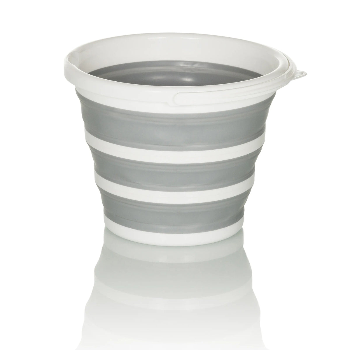 Grijs-witte Opvouwbare bak CLEAN SILR met vouwstructuur en witte rand van hjh OFFICE – 360-gradenweergave (zijaanzicht 270°)