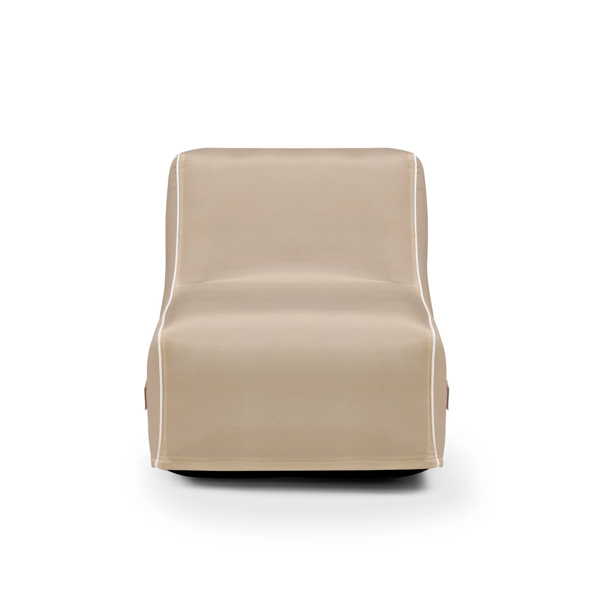Beige Luchtbank Sitzolo Air met glad oppervlak en witte siernaden van hjh LIVING – 360-gradenweergave (vooraanzicht 0°)