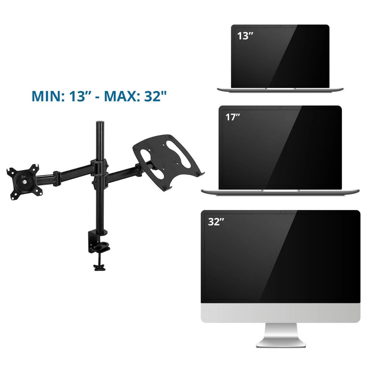 VM-MH2 Monitorsteun in zwart voor schermen van 13 tot 32 inch van hjh OFFICE