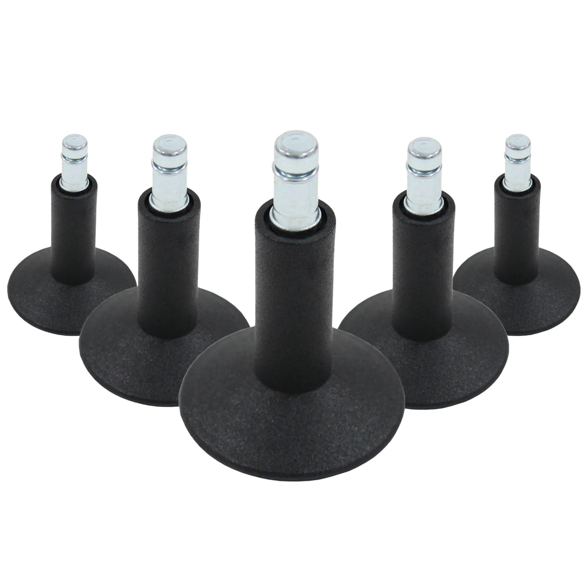 Fünf schwarze Stuhlgleiter 5 x STAND Nr. 12 mit metallischem Gewindestift für alle Böden von hjh OFFICE