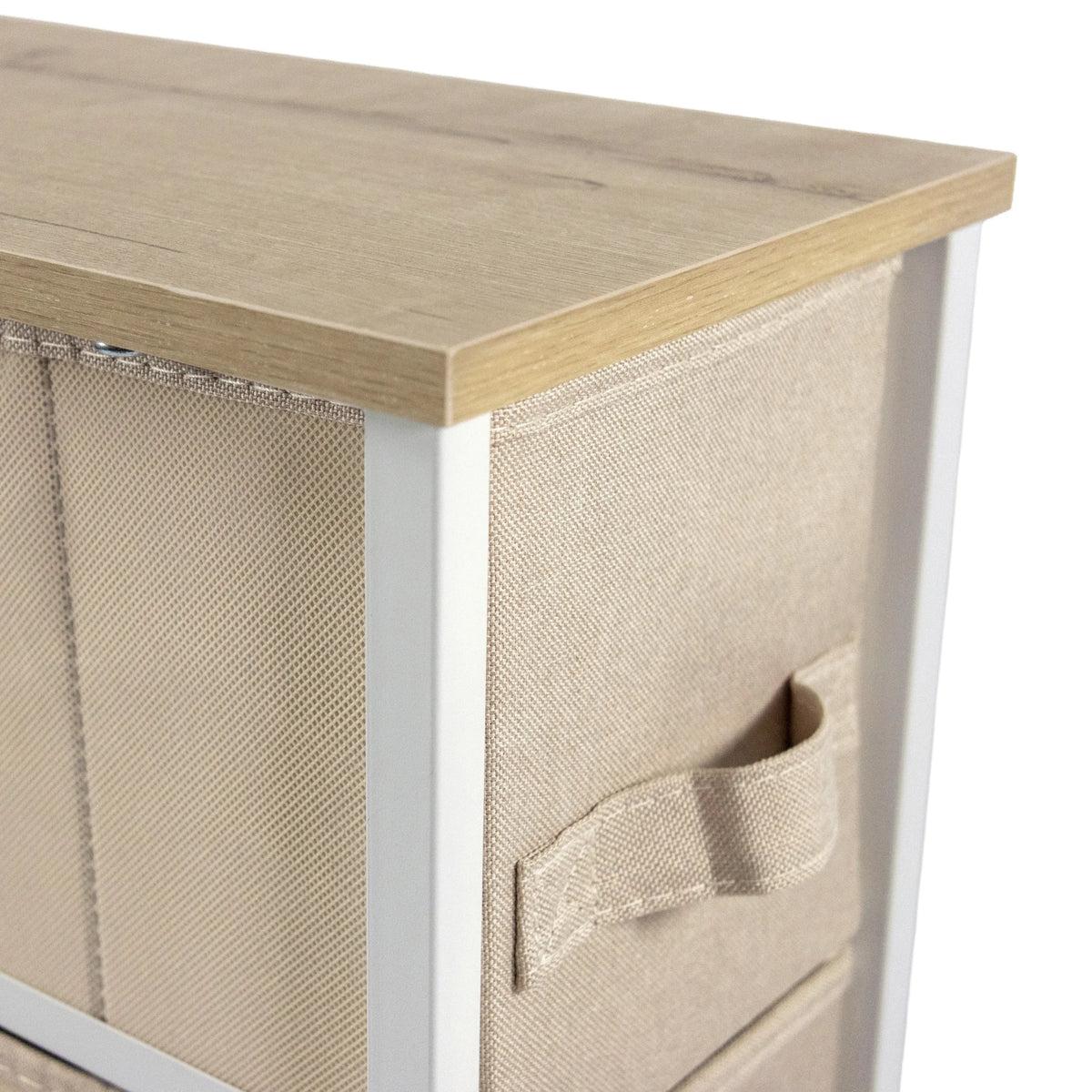 Beige stoffen lade met handgreep en houten blad van de Commode FOLDRESS S van hjh LIVING