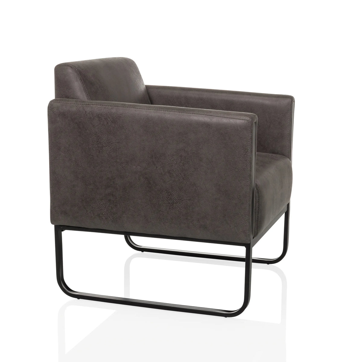 Grijze Lounge stoel Aruba Retro met armleuningen en zwart onderstel van hjh OFFICE – 360-gradenweergave (schuin vooraanzicht 60°)