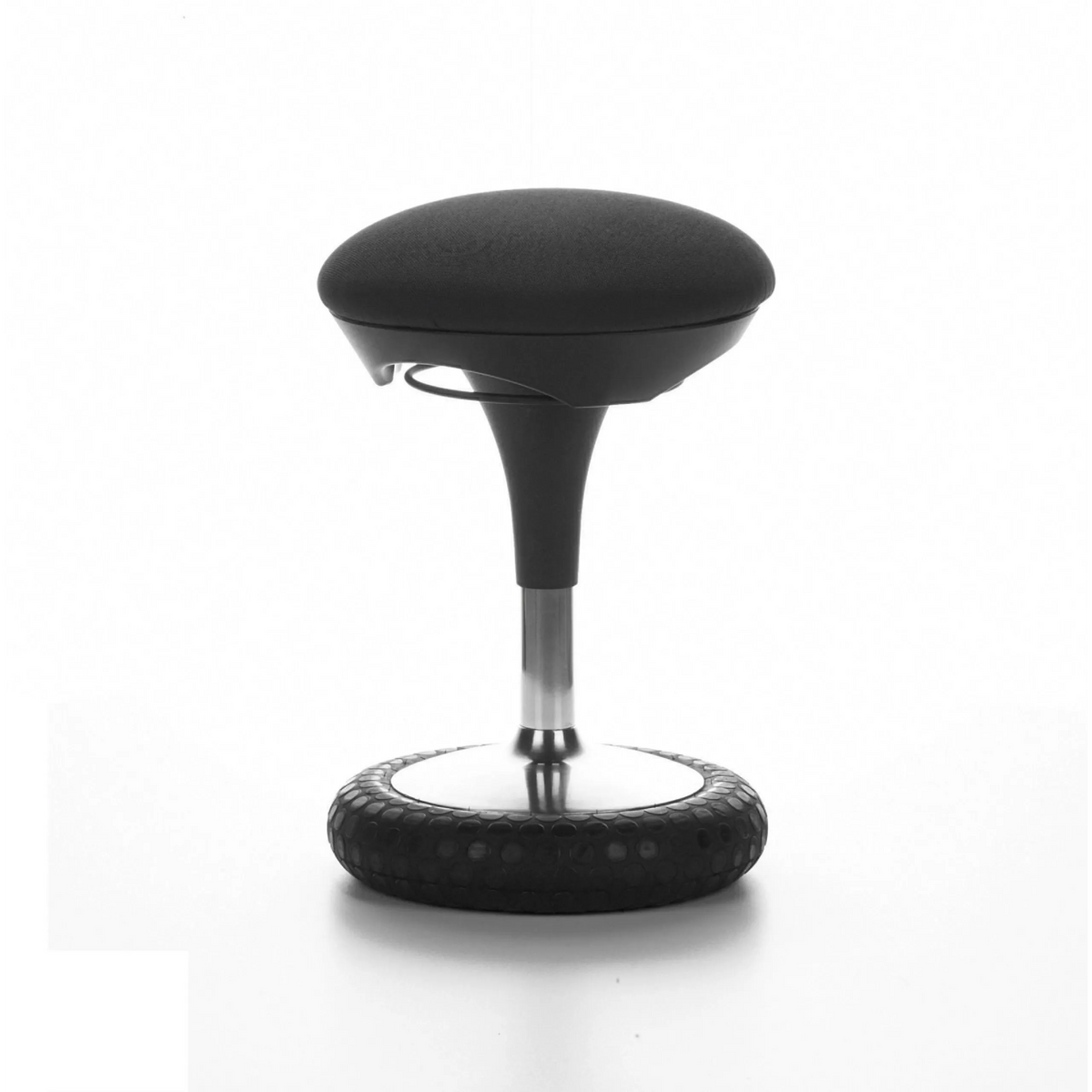 Zwarte stahulp SITNESS 20 met gewatteerde zitting en ronde voet van Topstar – 360-gradenweergave (zijaanzicht 80°)