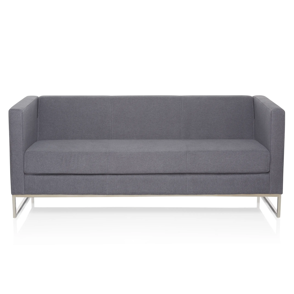 Donkergrijze lounge bank BARBADOS als driezitter met metalen frame van hjh OFFICE – 360-gradenweergave (vooraanzicht 0°)