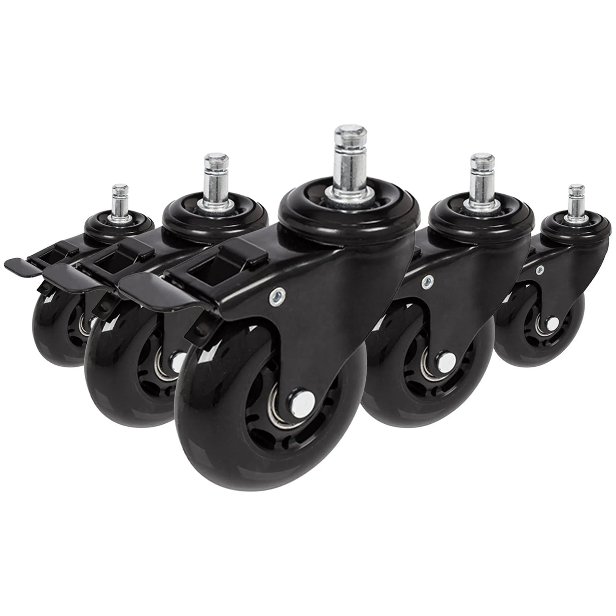 5x ROLO SKATE S 11mm/75mm met handrem | Harde bodem - Bureaustoelwielen