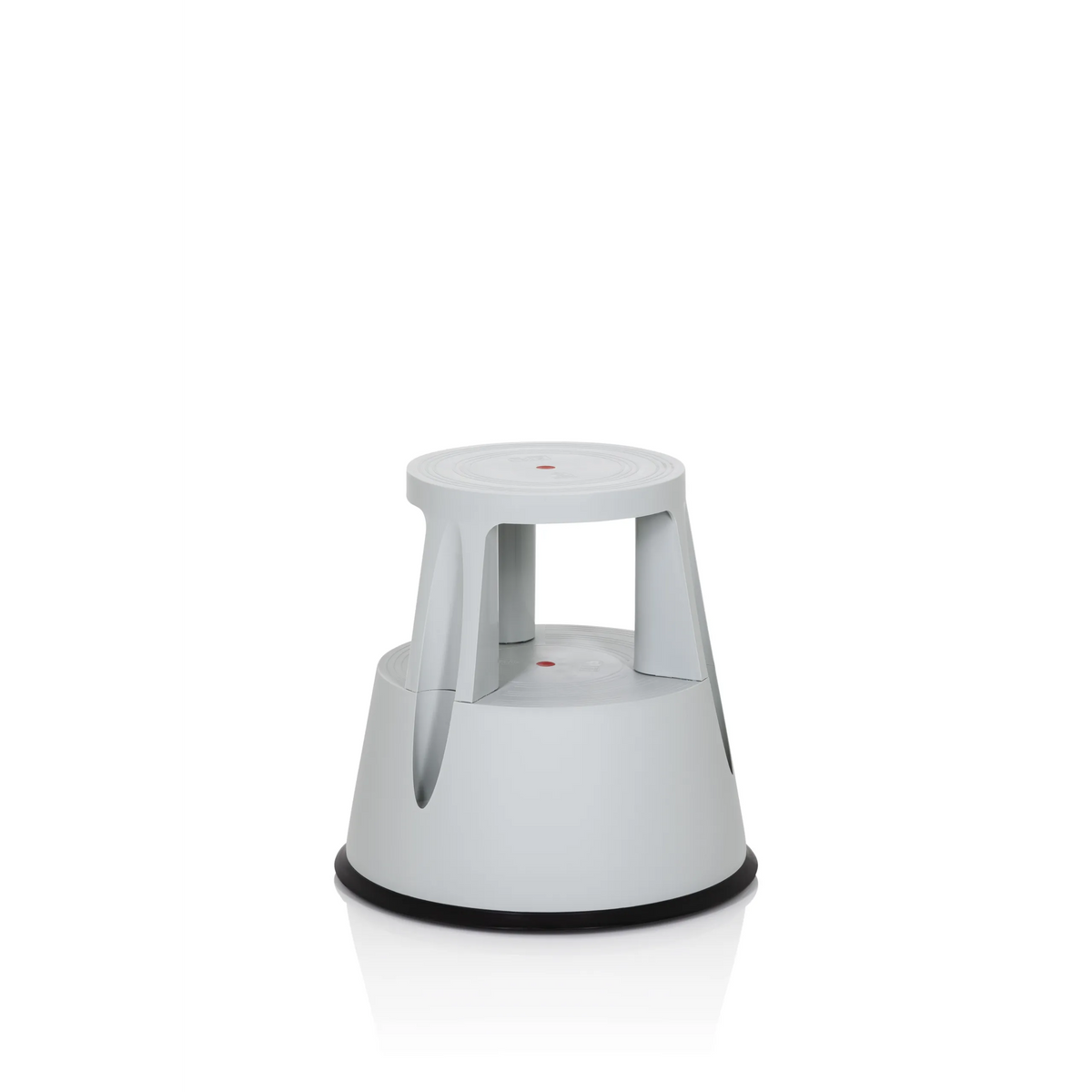 Lichtgrijs Opstapkrukje TIO-M I met rond tredeoppervlak en zwarte bodemring van hjh OFFICE – 360-gradenweergave (vooraanzicht 20°)