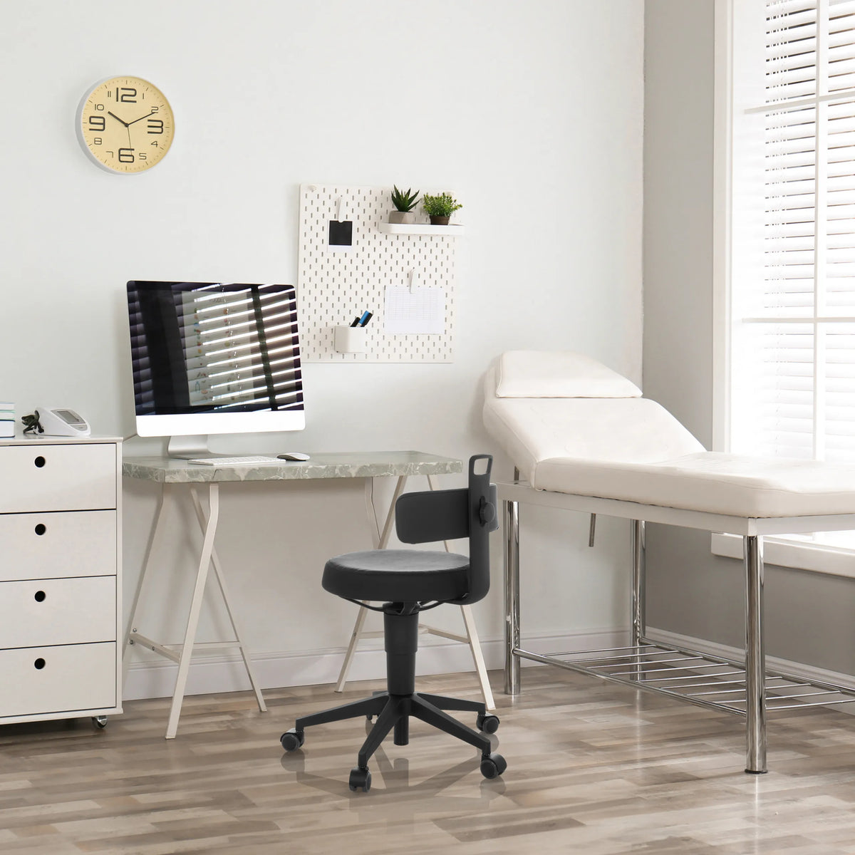 Zwarte draaikruk TOP WORK FLEX PU met kunstlederen bekleding en vijf zwenkwielen van hjh OFFICE