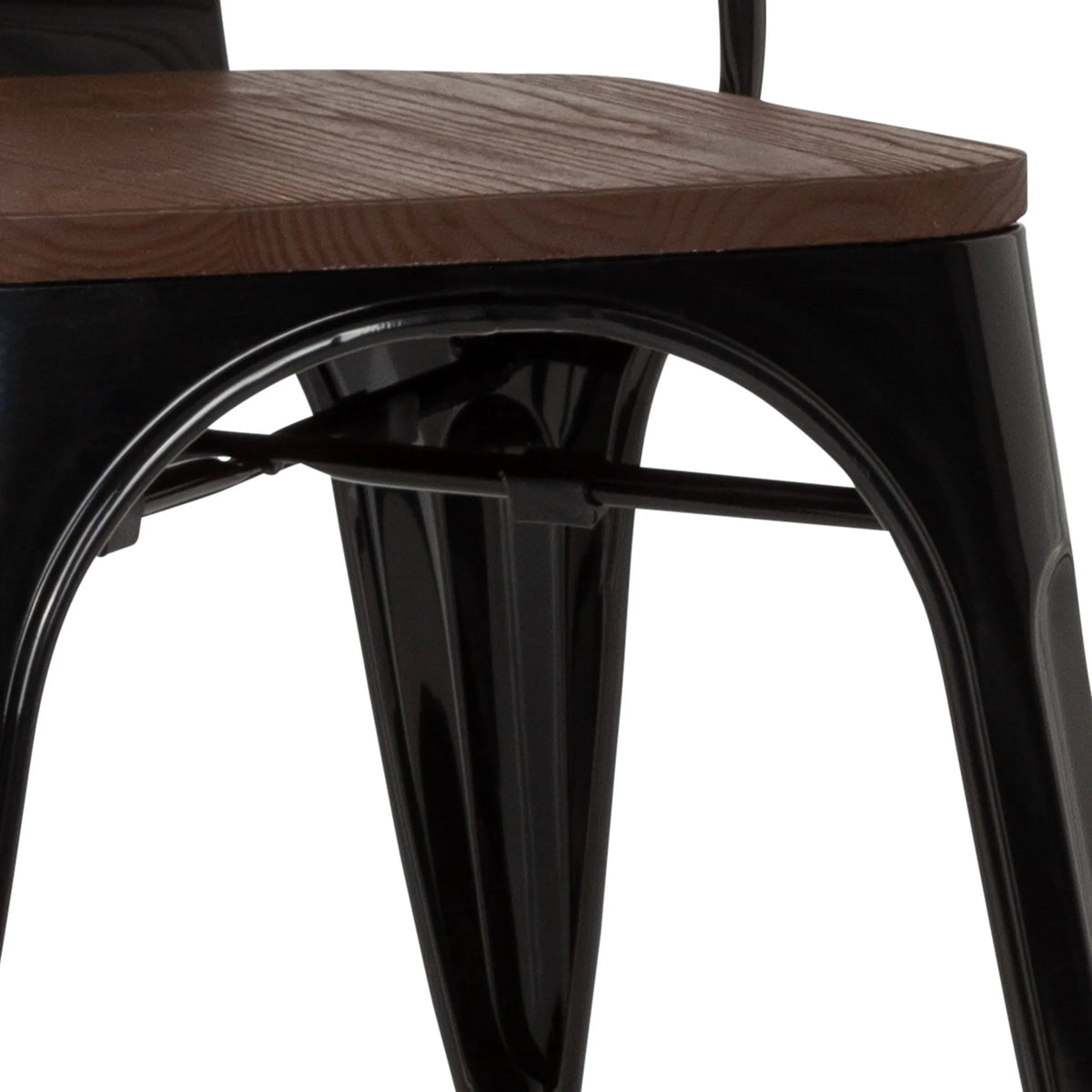 Houten zitting en zwart metalen frame van de VANTAGGIO COMFORT W bistrostoel van hjh OFFICE