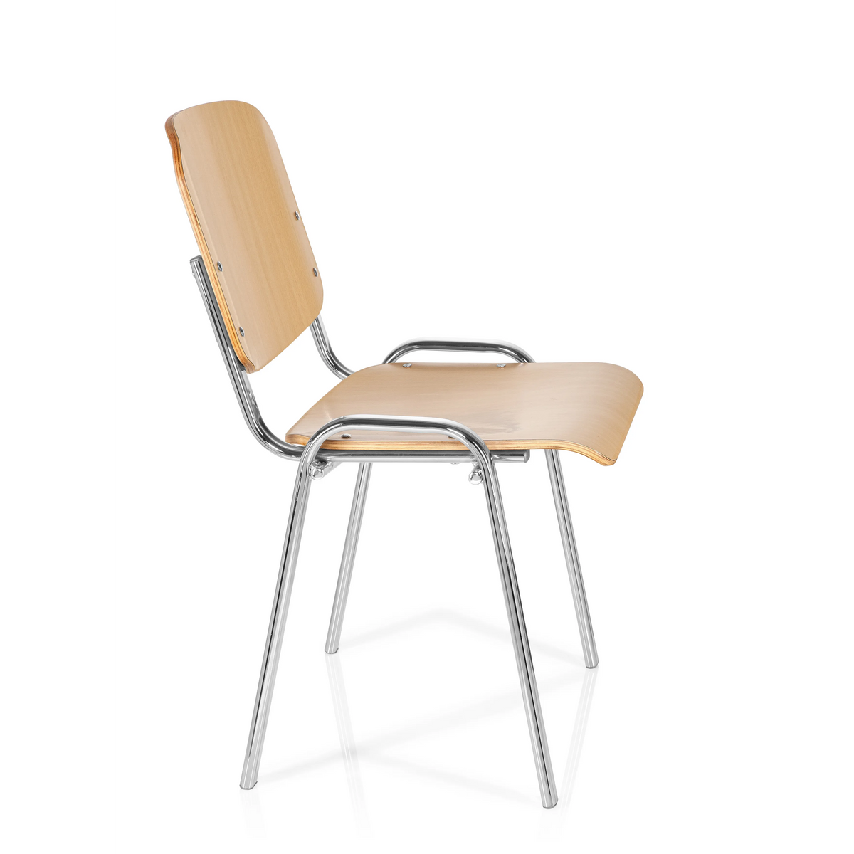Vierfußstuhl XT 600 C H in Buche mit Gestell aus Chrom von hjh OFFICE – 360-Grad-Ansicht (Seitenprofil 80°)