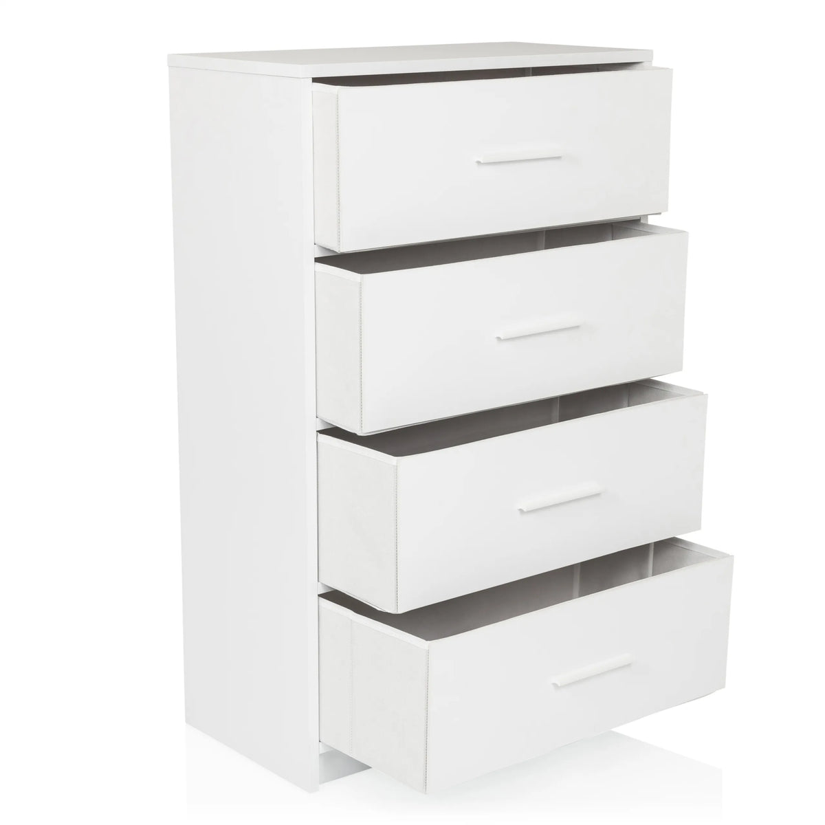 Witte commode ESTORIA met vier laden en eenvoudige grepen van hjh LIVING