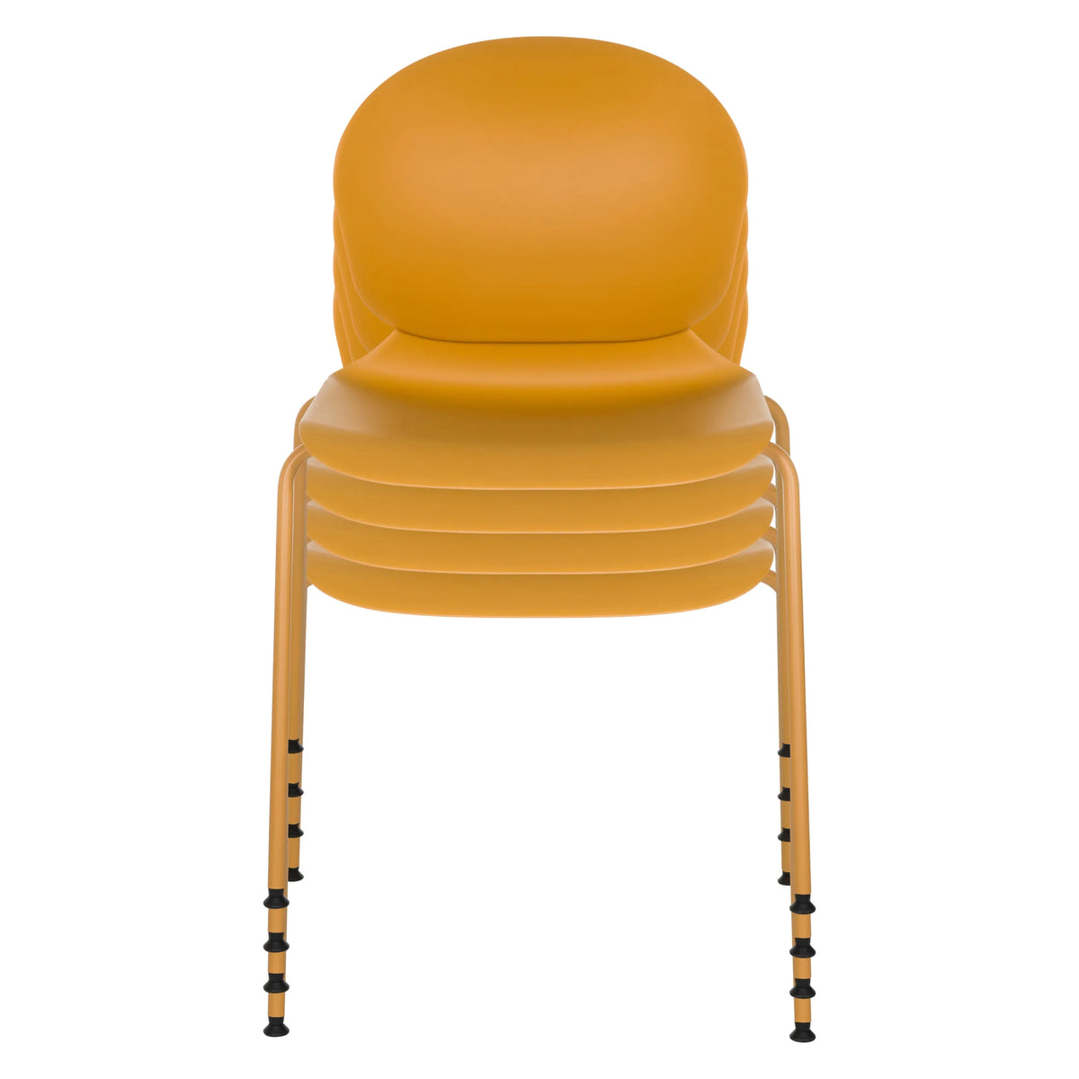 Stapelbare vierpotige stoelen T36 VI in geel met zwarte glijders van hjh OFFICE