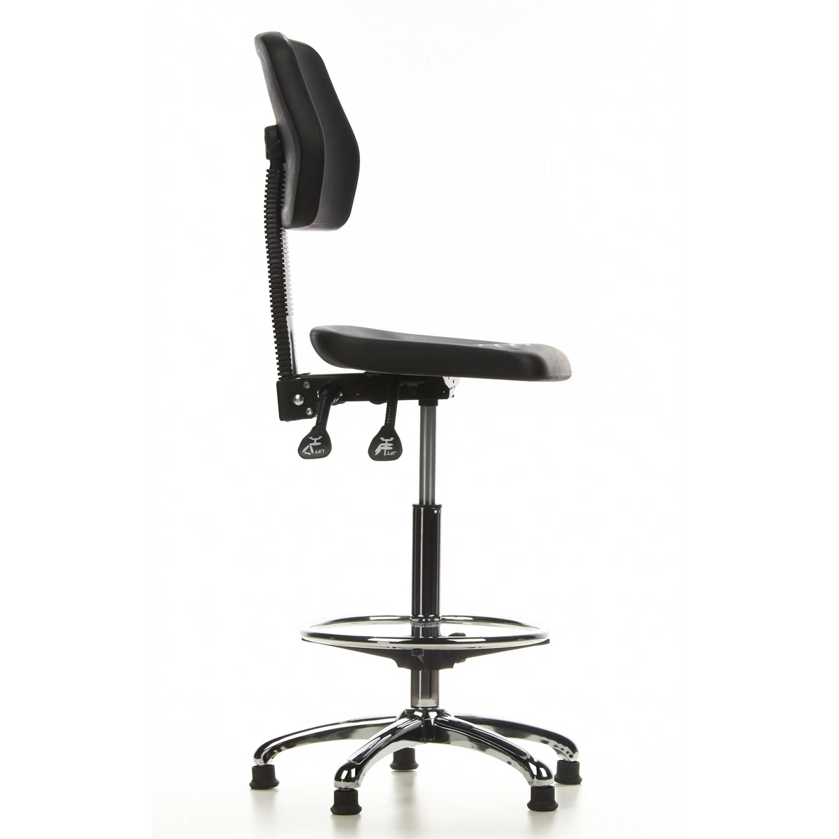 Zwarte Baliestoel TOP WORK 11 met voetring en vijfsterrenvoet van hjh OFFICE – 360-gradenweergave (zijaanzicht 80°)