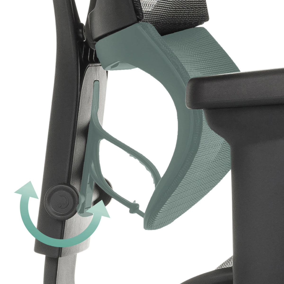 Verstelbaar armleuningmechanisme van de ERGOHUMAN SLIM ULTRA GEN2 luxe directiestoel van hjh OFFICE