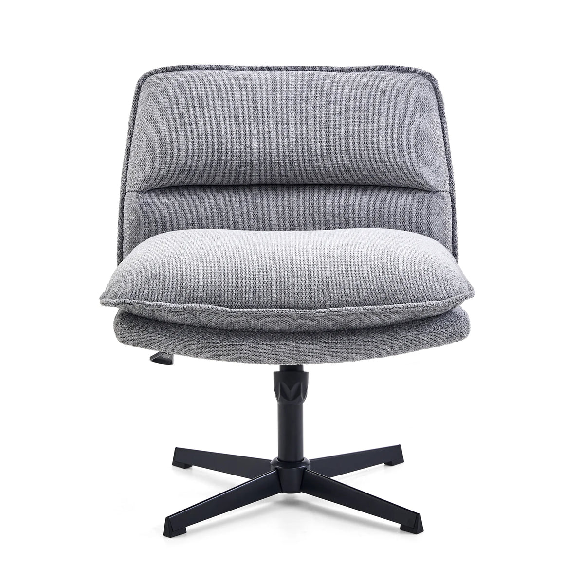 Donkergrijze Lounge stoel Criss-Cross 20 met vulling en zwart kruisvoet van hjh LIVING – 360-gradenweergave (vooraanzicht 0°)