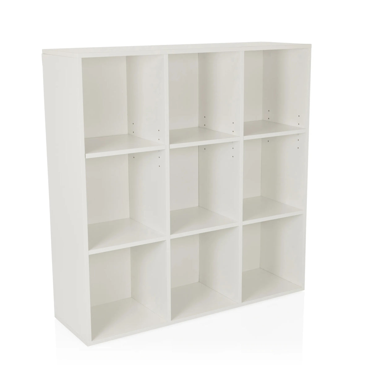 Witte BJORKE plank met negen open vierkante vakken van hjh LIVING – 360-gradenweergave (schuin vooraanzicht 30°)
