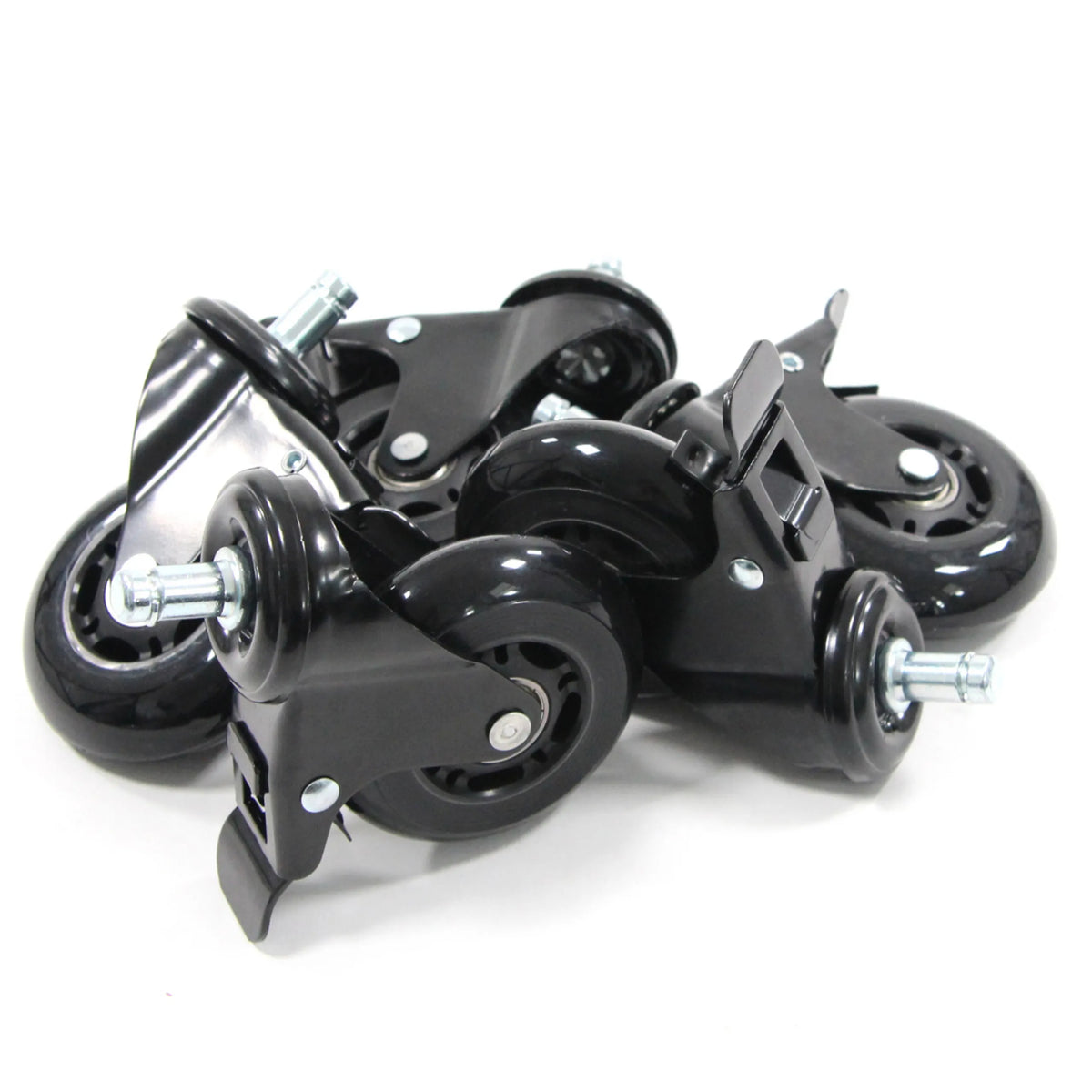 Zwarte Bureaustoelwielen 5x ROLO SKATE S 11mm/75mm met rem voor harde vloeren van hjh OFFICE