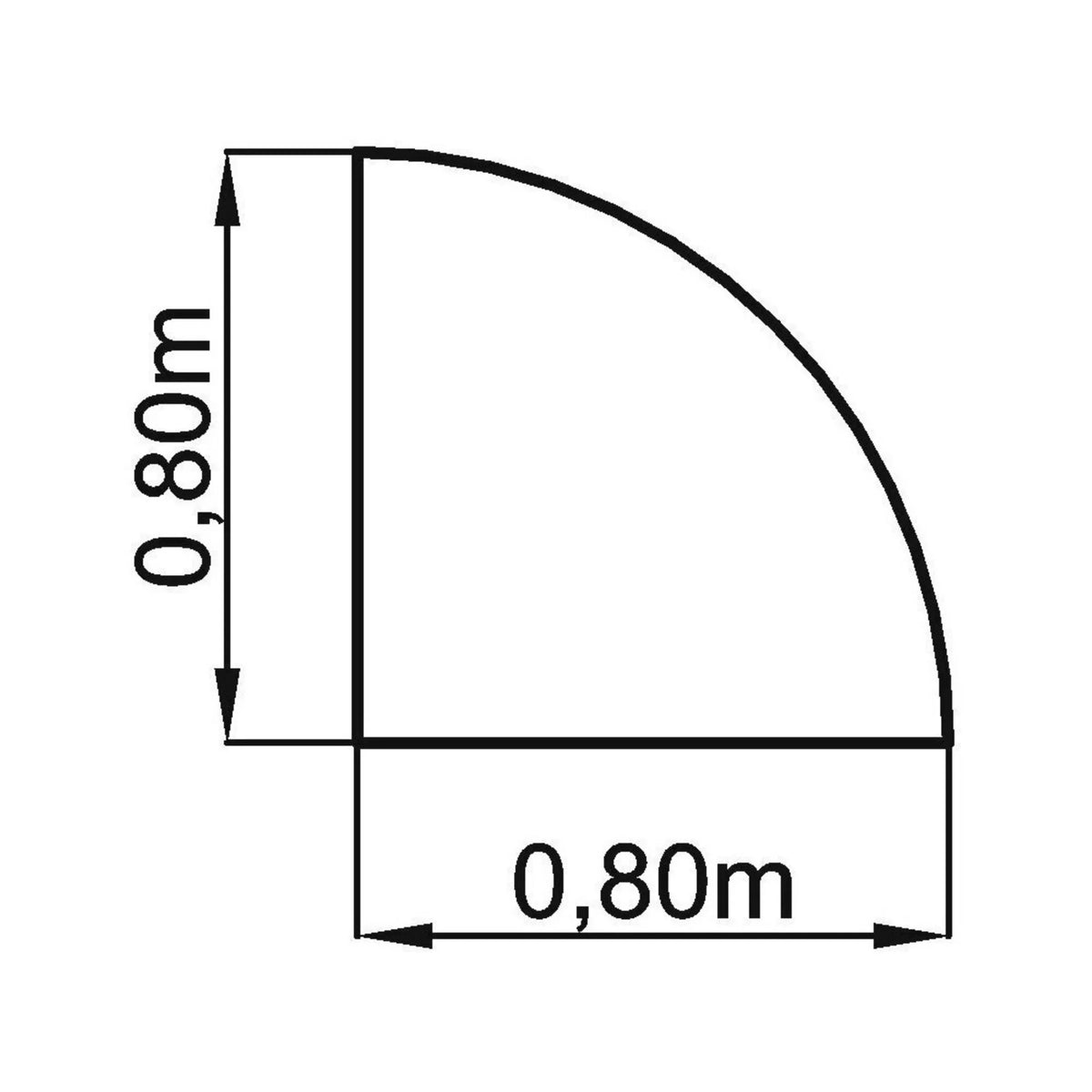 Technische tekening van de hoekverbinder LE90 / LE91 met 0,80 x 0,80 m van hjh OFFICE PRO
