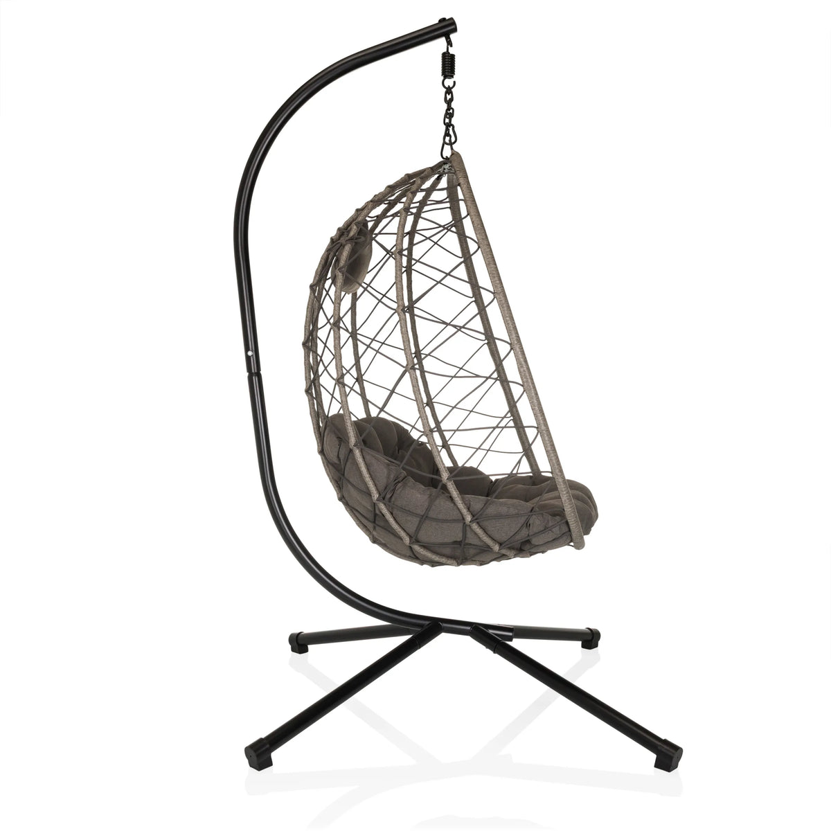 Hangstoel COCOVA met grijs kussen en zwart frame van hjh LIVING