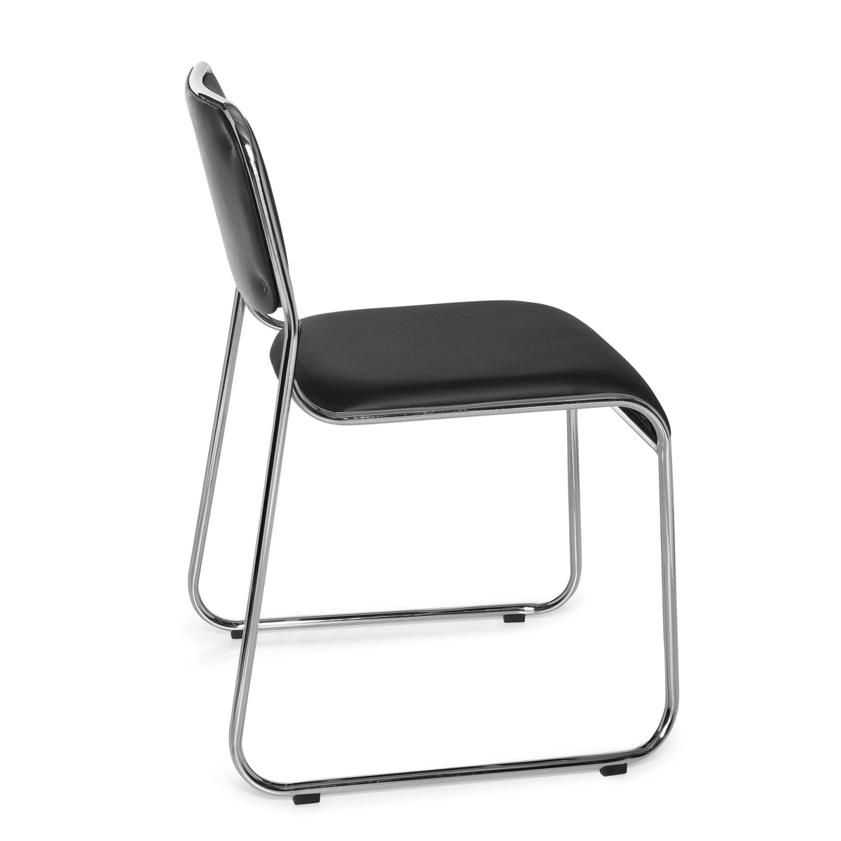 Zwarte bezoekerstoel KOLTA met bekleding en chromen frame van hjh OFFICE – 360-gradenweergave (zijaanzicht 100°)