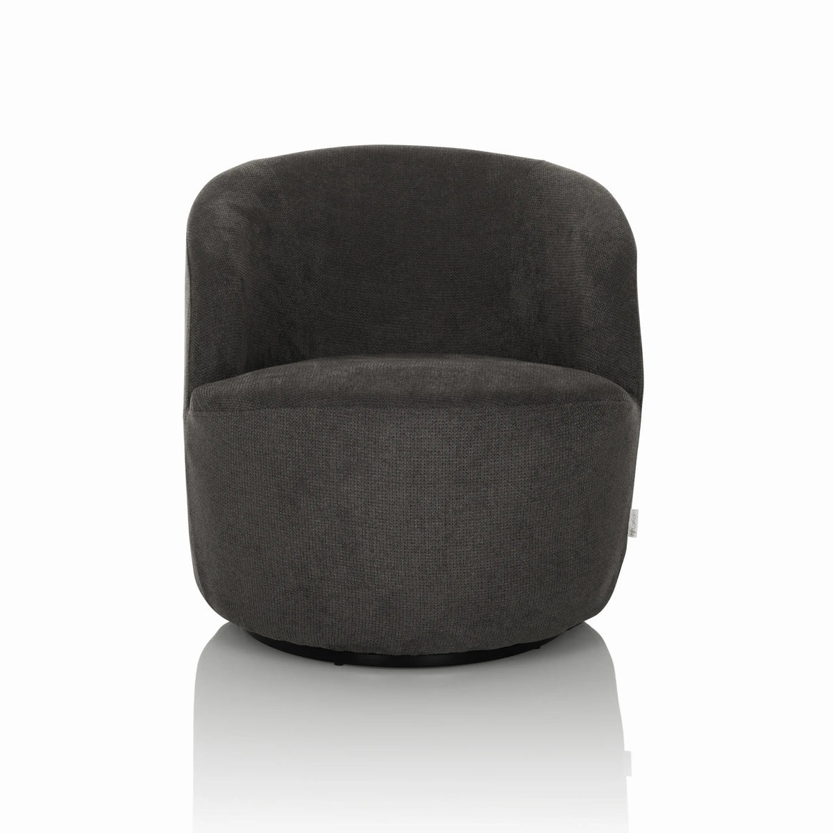 Grijze Lounge stoel BRAMWICH met afgeronde vorm en vulling van hjh LIVING – 360-gradenweergave (vooraanzicht 0°)