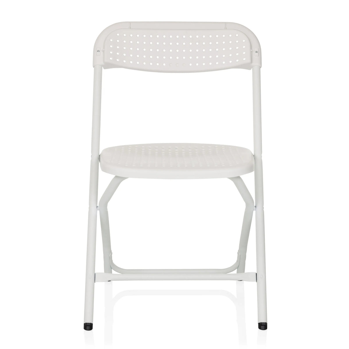 Witte Outdoor stoel TUDELA XXL PRO W met geperforeerd zit- en rugvlak van hjh OFFICE – 360-gradenweergave (vooraanzicht 0°)