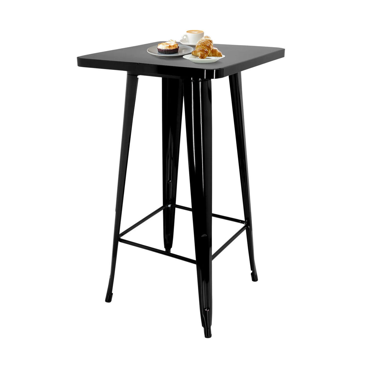 Zwarte Bartafel VANTAGGIO HIGH T met vierkant blad en vier poten van hjh OFFICE
